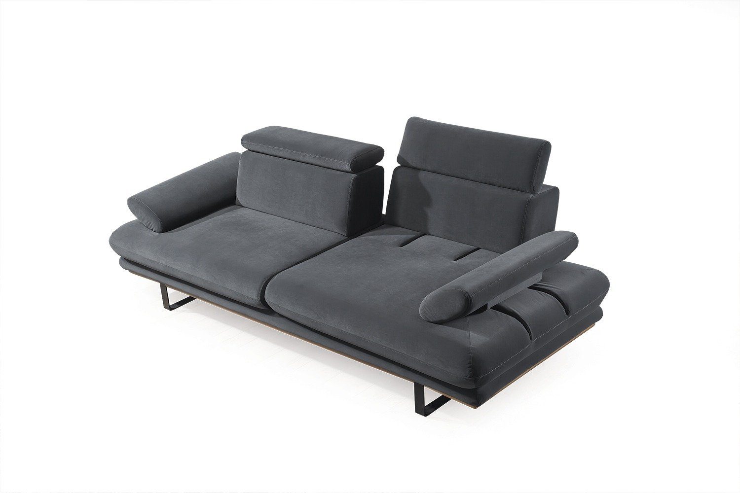 und 2-Sitzer, stylische in Sofa 1 Quality Turkey, Armlehnenverstellung Sitztiefen- Möbel Made Villa Dunkelgrau Energy, Stk.