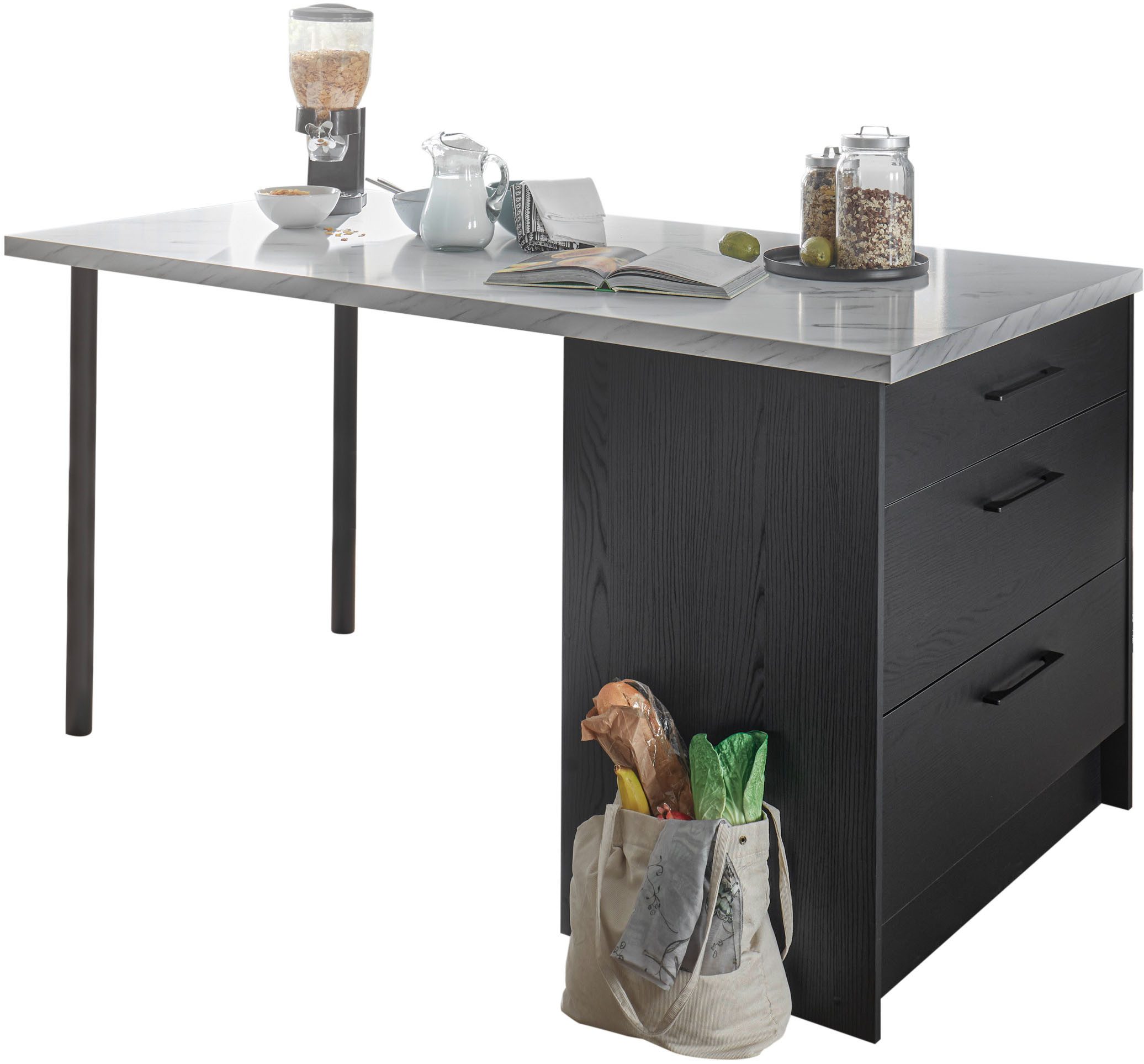 BASIC by Balculina Kücheninsel "Yorki Kücheninsel", Breite 180 cm, Stauraum günstig online kaufen