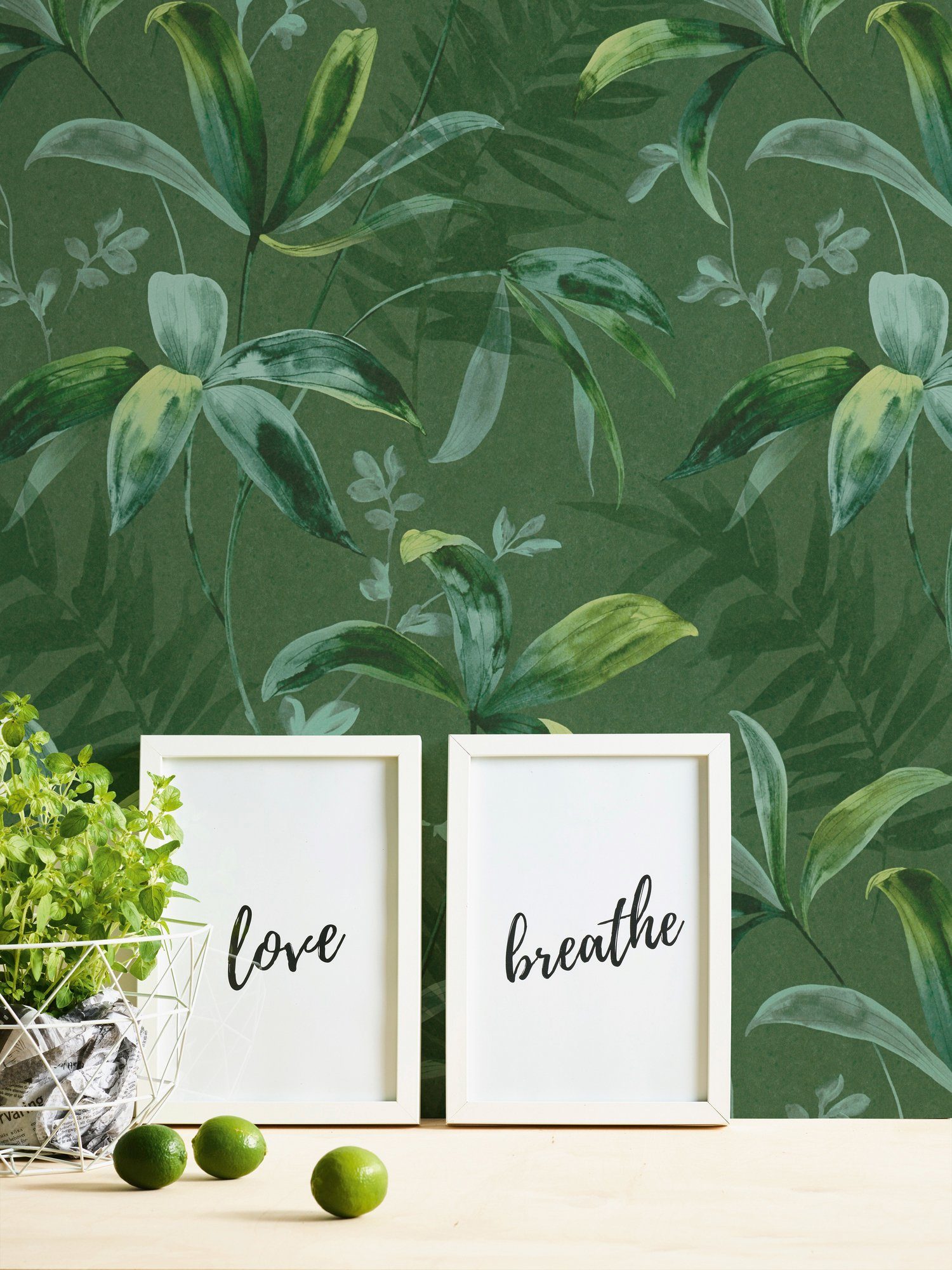grün Tapete Palmentapete Dschungel tropisch, Jungle Paper glatt, Architects Chic, botanisch, Vliestapete floral,