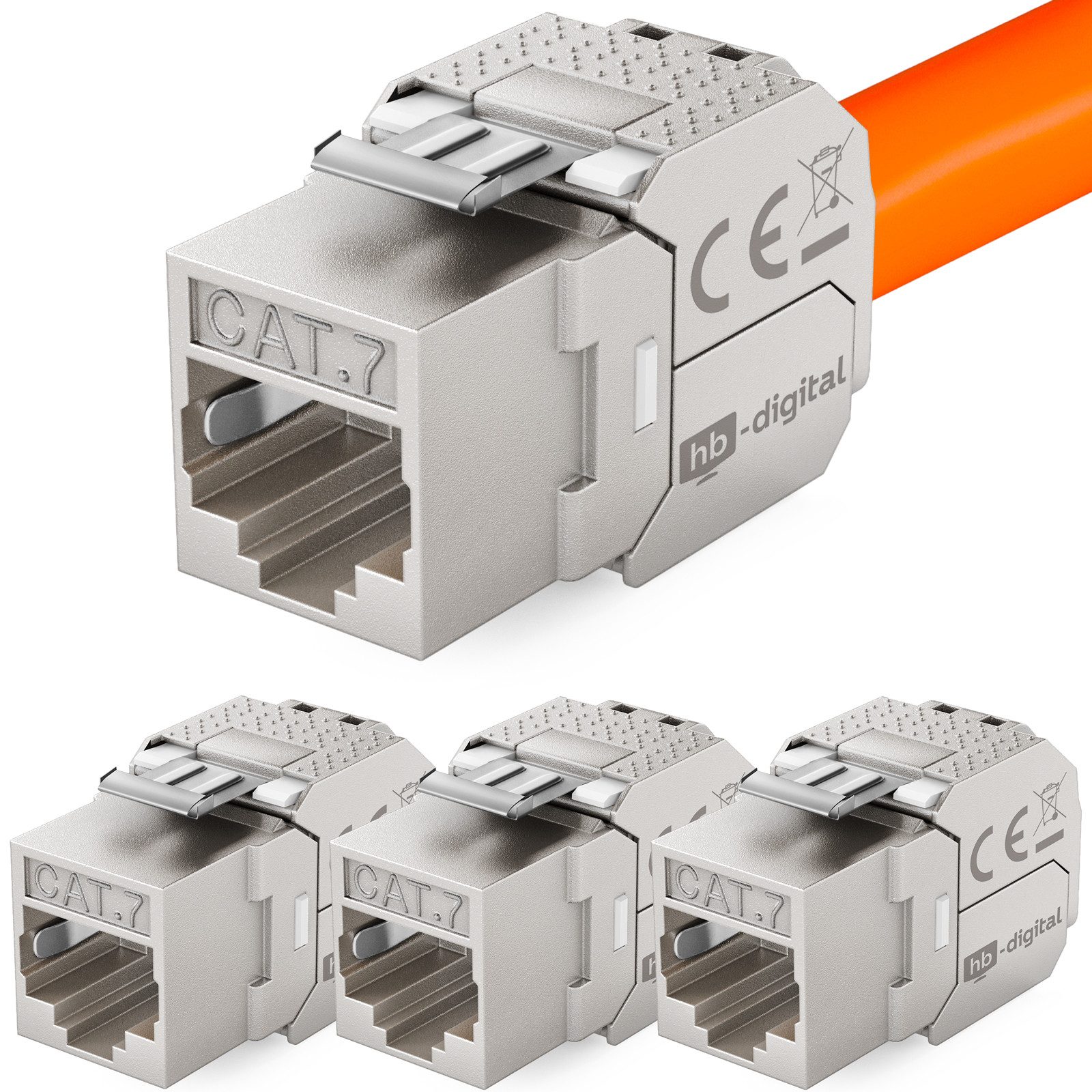 HB-DIGITAL hb-digital Keystone Modul Cat7 RJ45 Einbaumodul werkzeuglos Netzwerk-Adapter, Vergoldete Kontakte