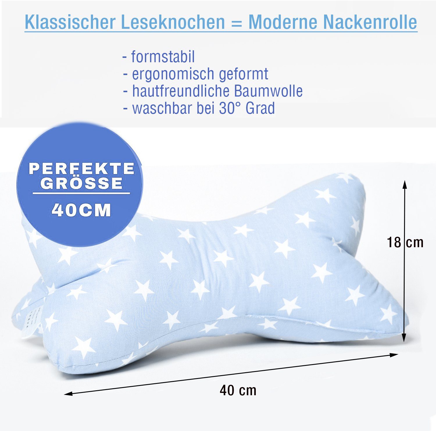 Dr. Berger Living Nackenkissen Original Dr. Berger Leseknochen Stern Blau 40 x 18 cm