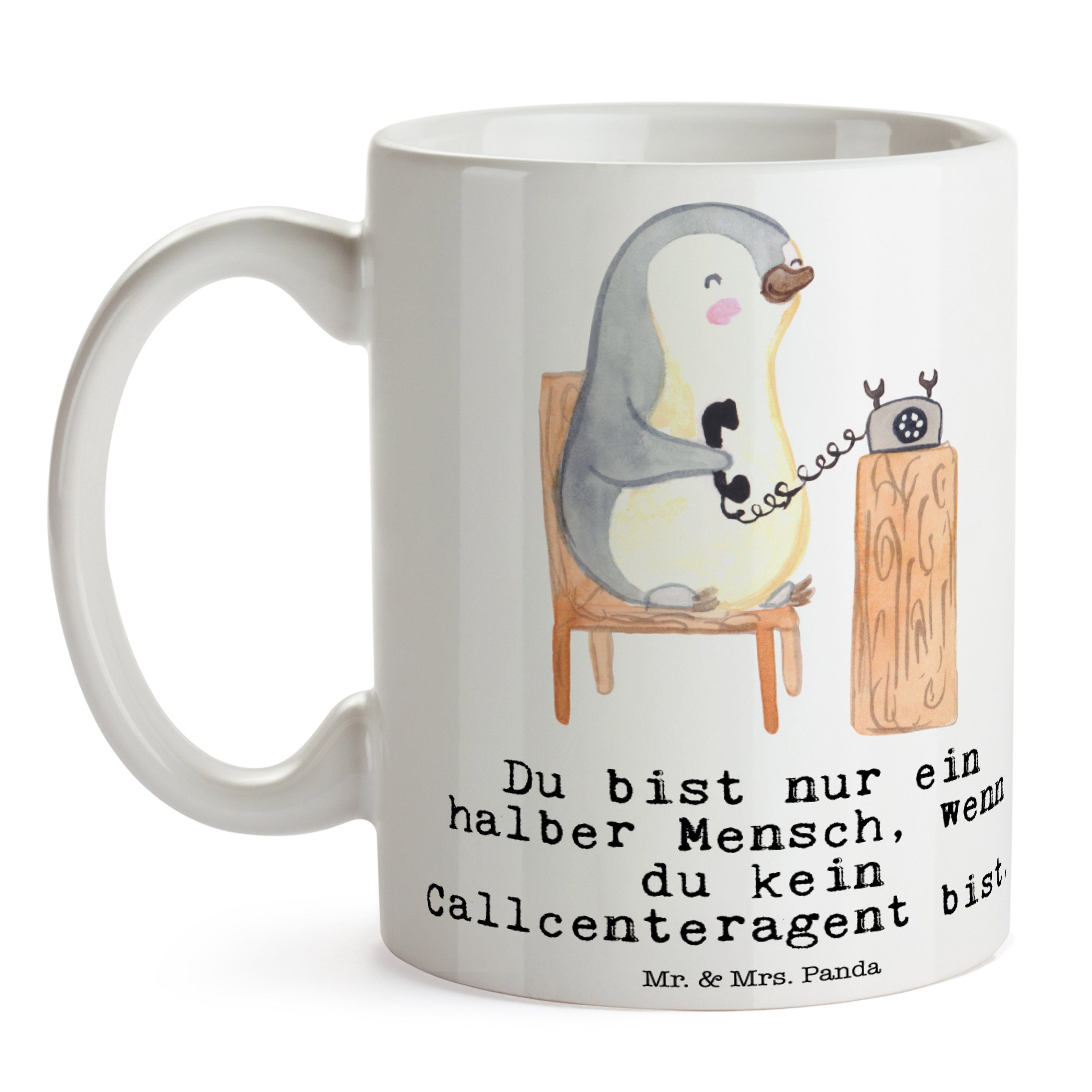 - Weiß Arbeitskollege, - Mrs. Panda Keramik Tasse mit Geschenk, Mr. Callcenteragent & Kaffeebec, Herz