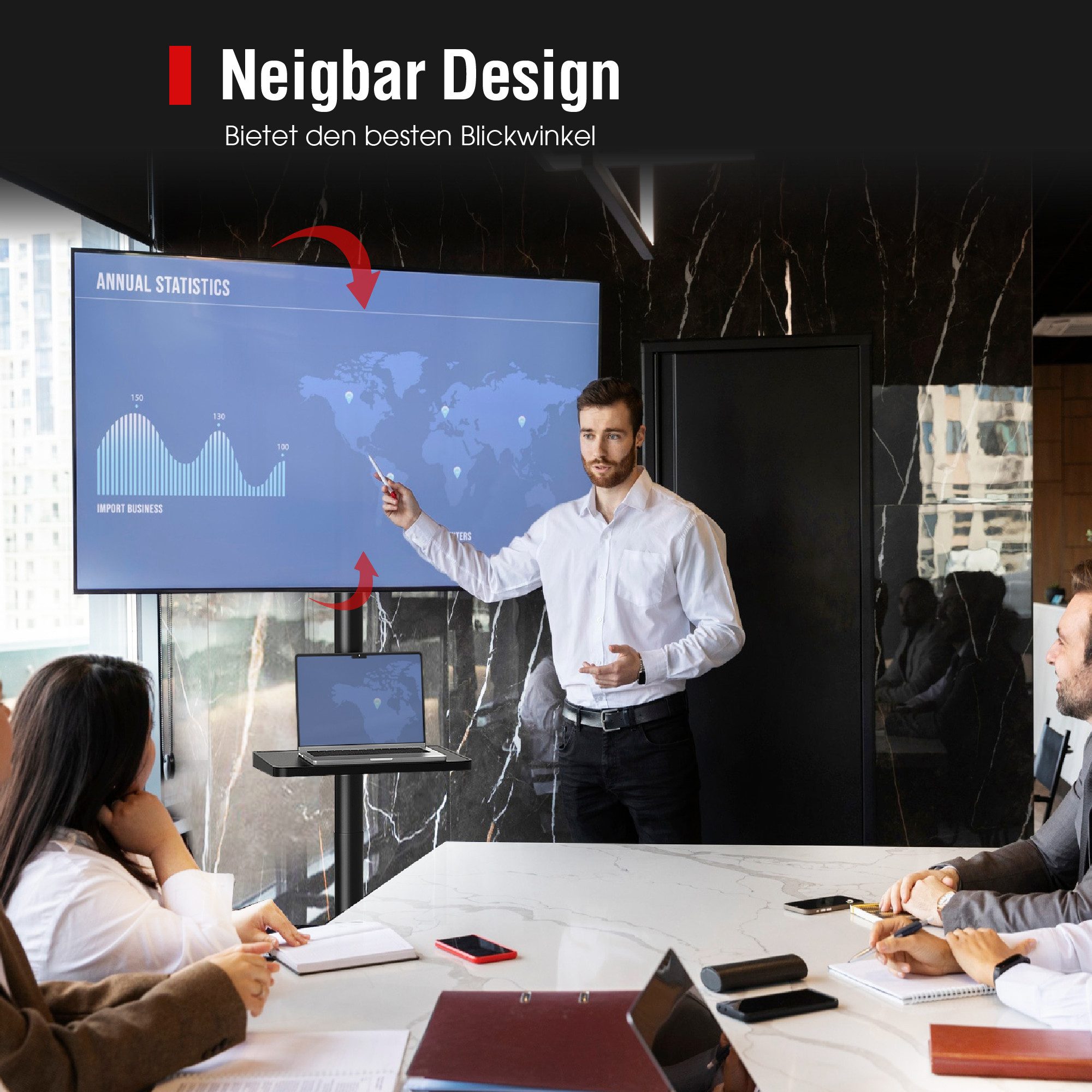 AOKCOS TV-Ständer, (bis 65 Zoll, Einfache Montage)