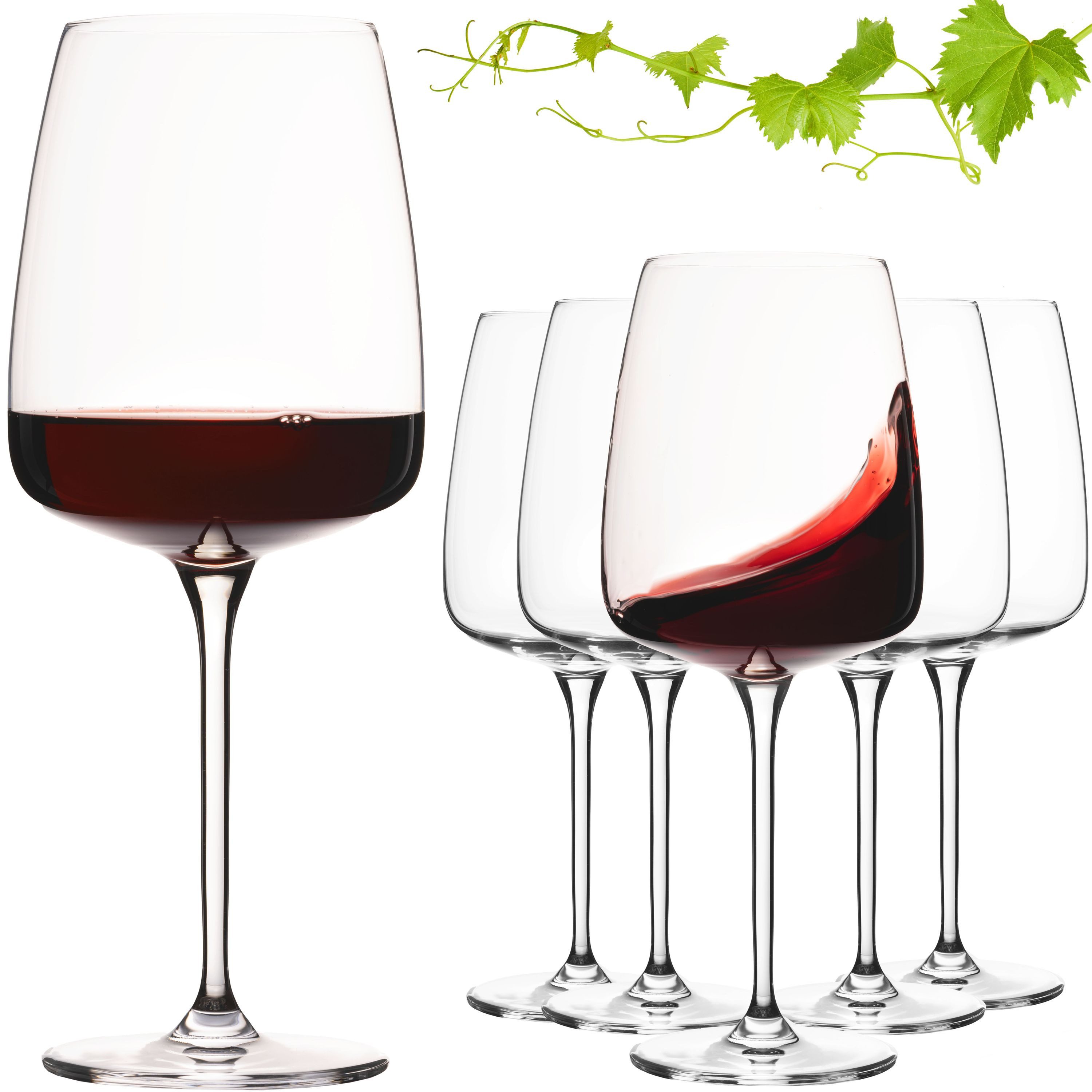 IMPERIAL glass Weinglas Große eckige Rotweingläser 600ml Set 6-Teilig "Milano", Crystalline Glas, Burgundergläser aus Crystalline Glas Spülmaschinenfest