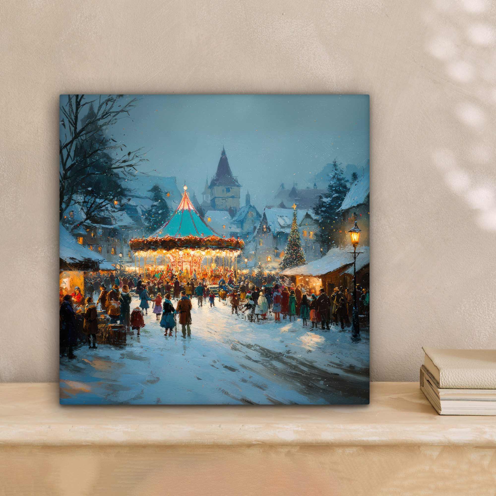 OneMillionCanvasses® Leinwandbild Wintermarkt - Dorf - günstig online kaufen