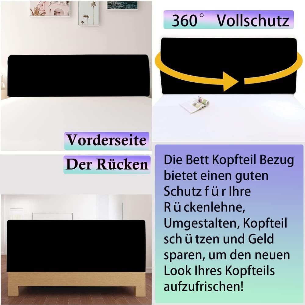 Agger Betthusse Bettkopfteil Hussen Bett Kopfteil Bezug, Staubdichte Schutzhülle, Einfarbiges Design Dehnbar Waschbar Abnehmbar für Schlafzimmer – Bild 2 von 5