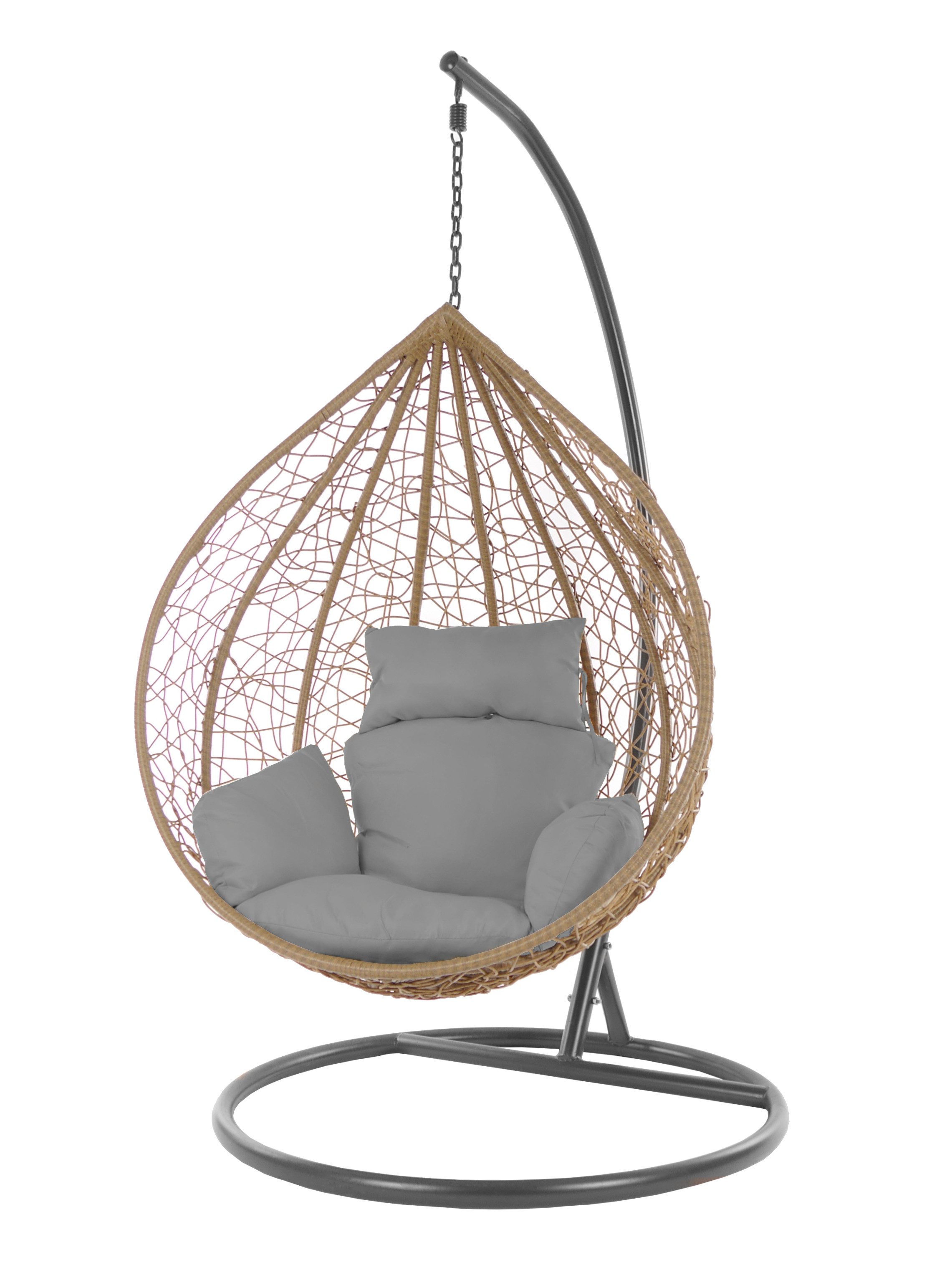 KIDEO Hängesessel Manacor Hängesessel Gestell grau, Komplettset mit Gestell, Korb und Kissenset
