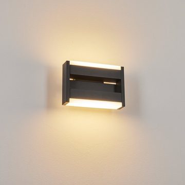 hofstein Außen-Wandleuchte »Montebaranzone« moderne Außenlampe aus Metall in Anthrazit/Weiß, 3000 Kelvin, verstellbare Wandlampe mit Lichteffekt, LED 17, 1300 Lumen, IP44