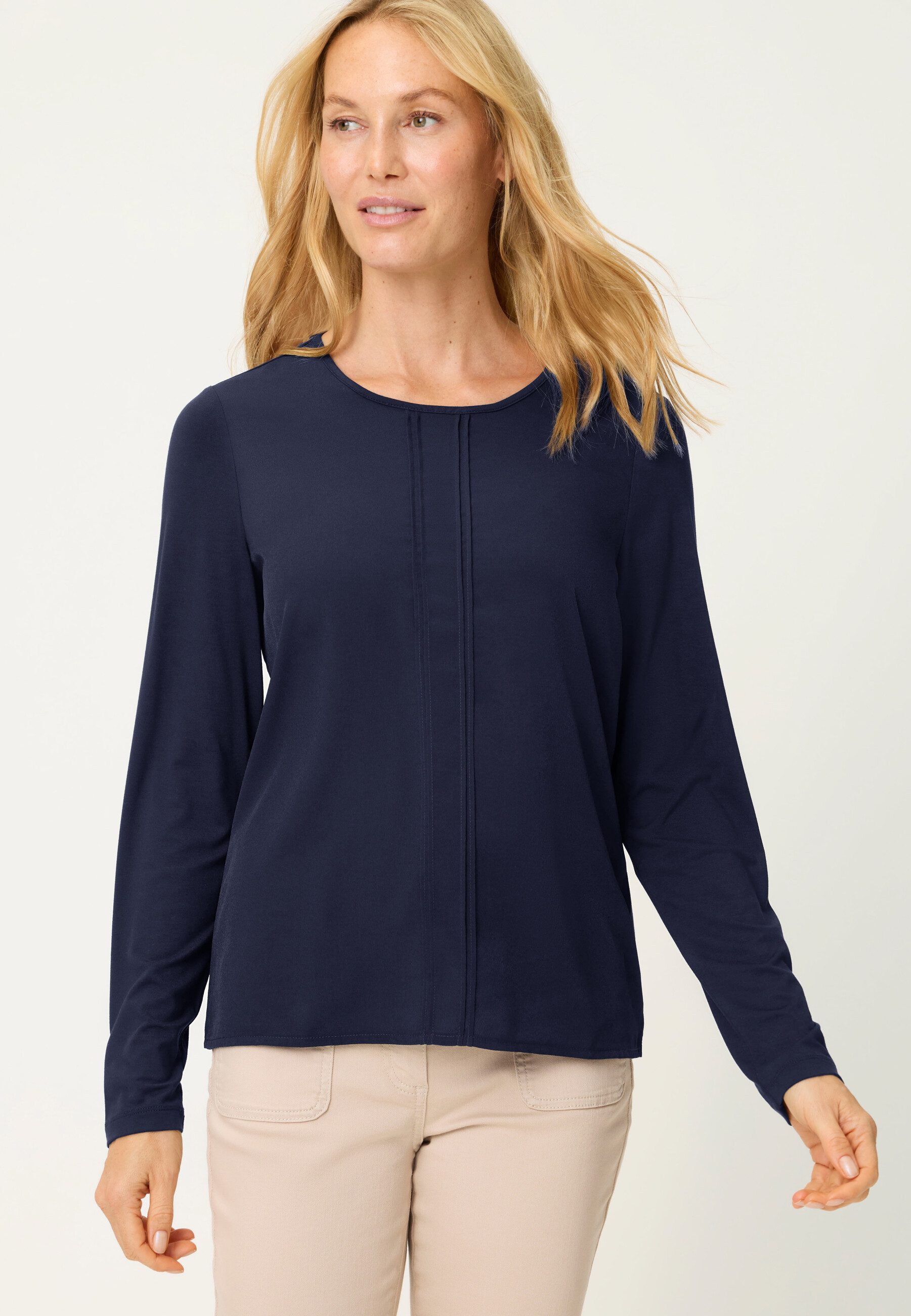 Olsen Longsleeve mit Materialmix aus Jersey und Crepe