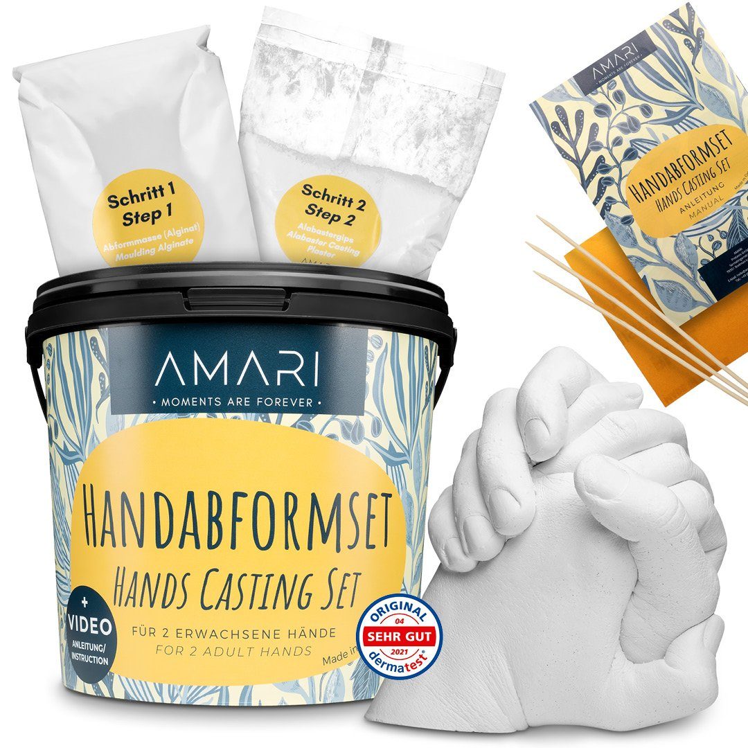 Geschenkbox AMARI® Handabdruck Set für Paare - 3D Gipsabdruck Set Familie