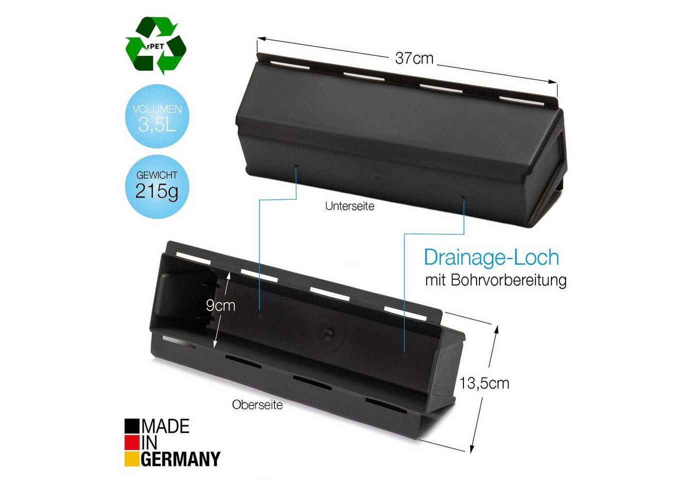 Thumbnail - BigDean Blumenkasten Paletten-Einsatz zum Einhängen 37cm anthrazit Pflanzkasten Europalett (4 St)