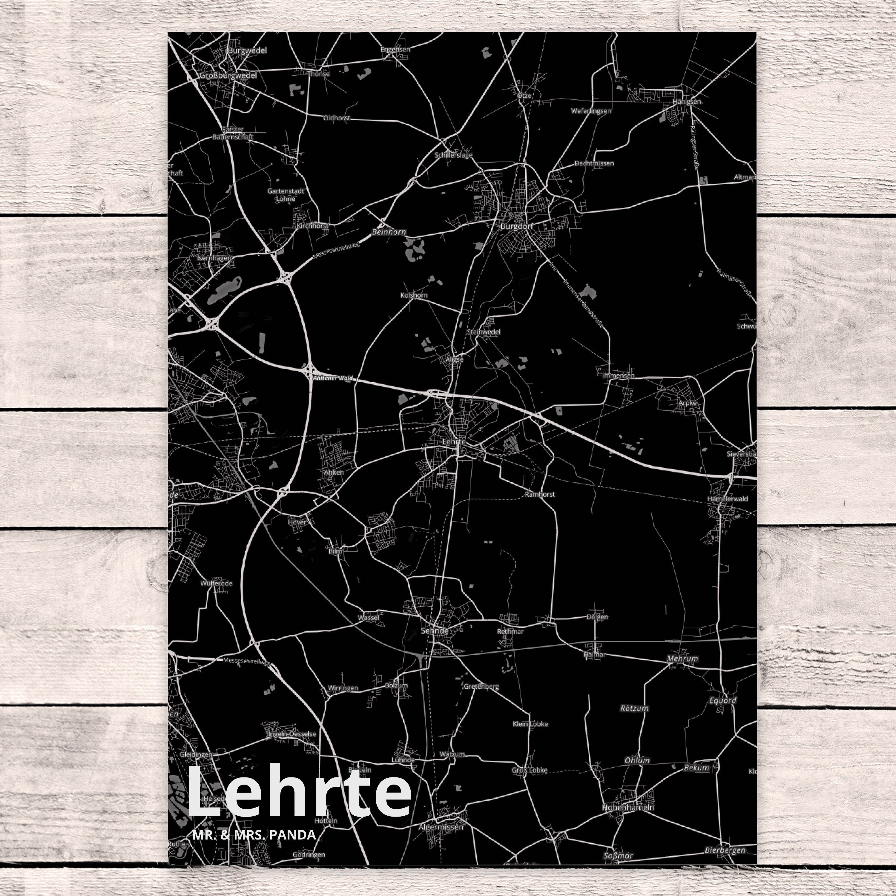 Landka Geschenk, Lehrte Dorf Karte Stadt, Stadt Postkarte Mrs. Panda - Mr. & Ort, Ansichtskarte,