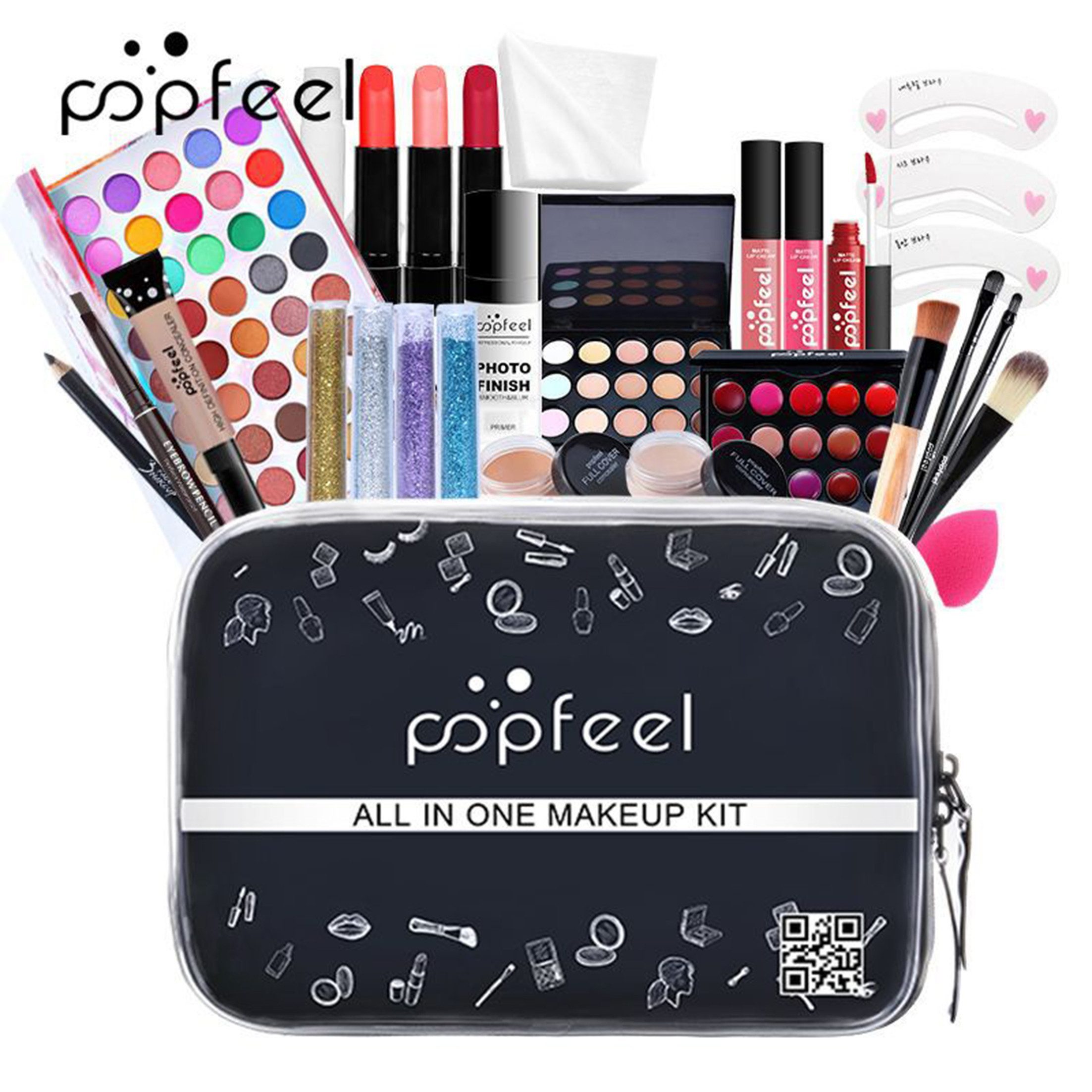 KINSI Make-up Set Make-up Set für Mädchen & Anfänger - All-in-One Schmink-Set, 27-tlg., 24-teiliges set, inkl. Eyeliner, Lidschatten & Lippenstift