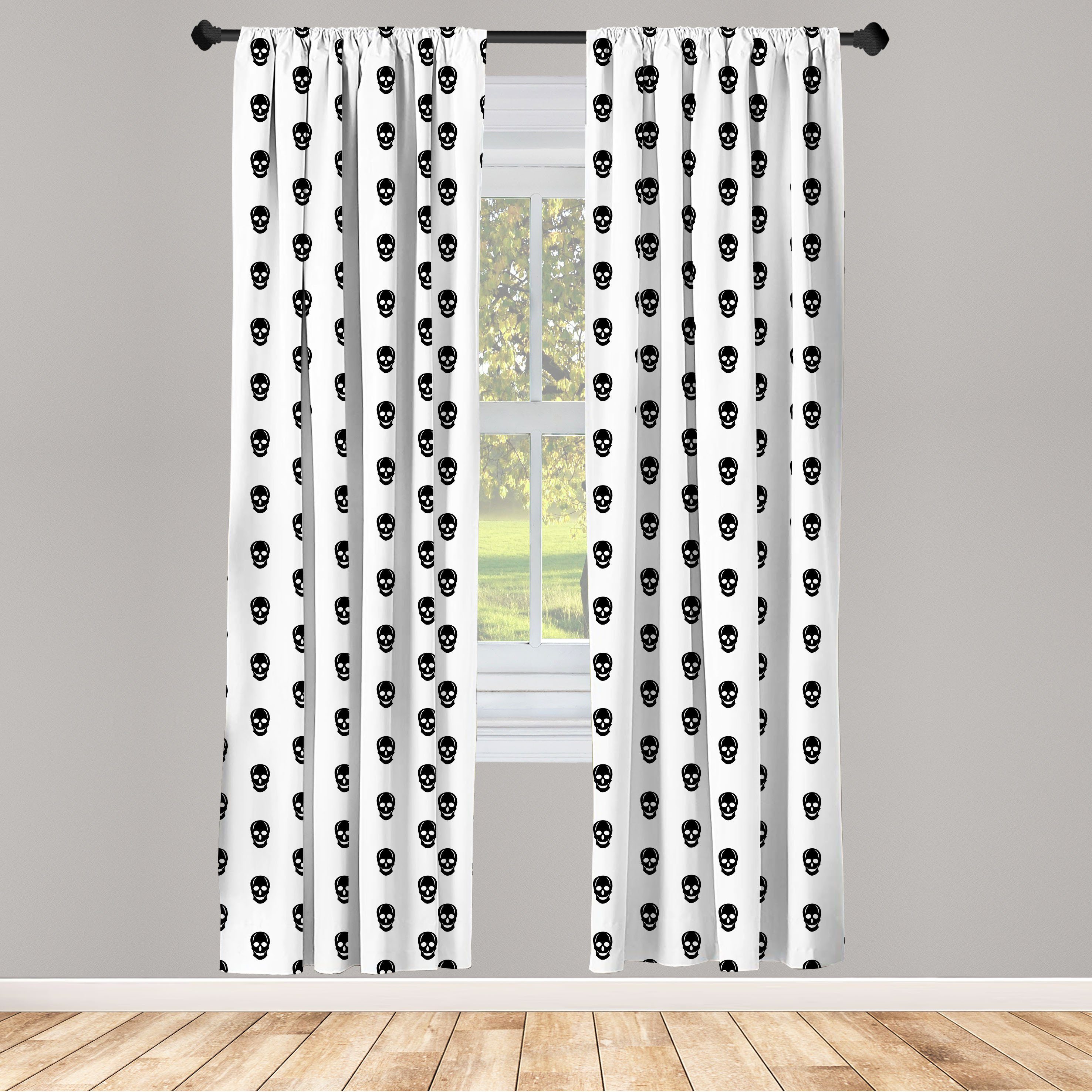 Vorhang Abakuhaus, Wohnzimmer Microfaser, Dekor, Gardine für Entwurf Schlafzimmer Gothic Schädel Lächeln Schädel