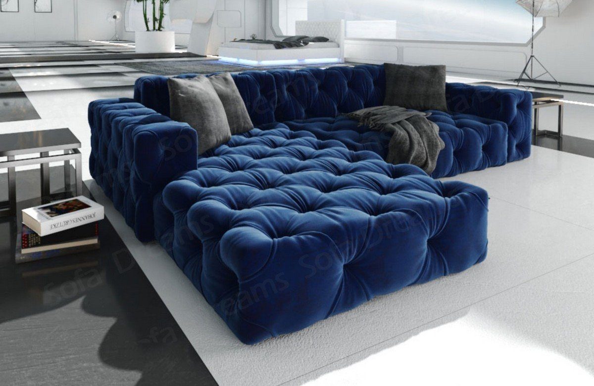 Sofa Dreams Ecksofa Polster Design Sofa Samtstoff Menorca L Form kurz Stoff günstig online kaufen