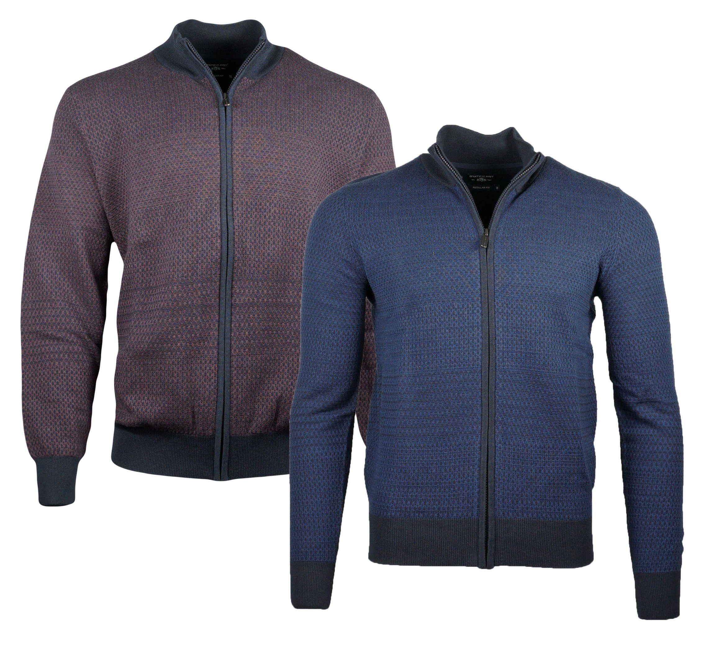 STATE of ART Strickjacke State Art Strickjacke Blau Herren Baumwolle Cardigan Zipper knitwear Of