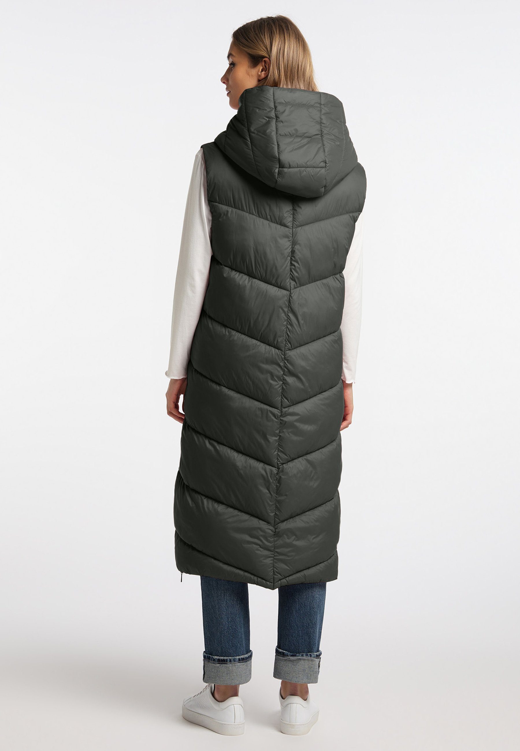 Laureen Thermolite GREEN Freddies NY Vest, Frieda Kapuze Steppweste DARK mit &