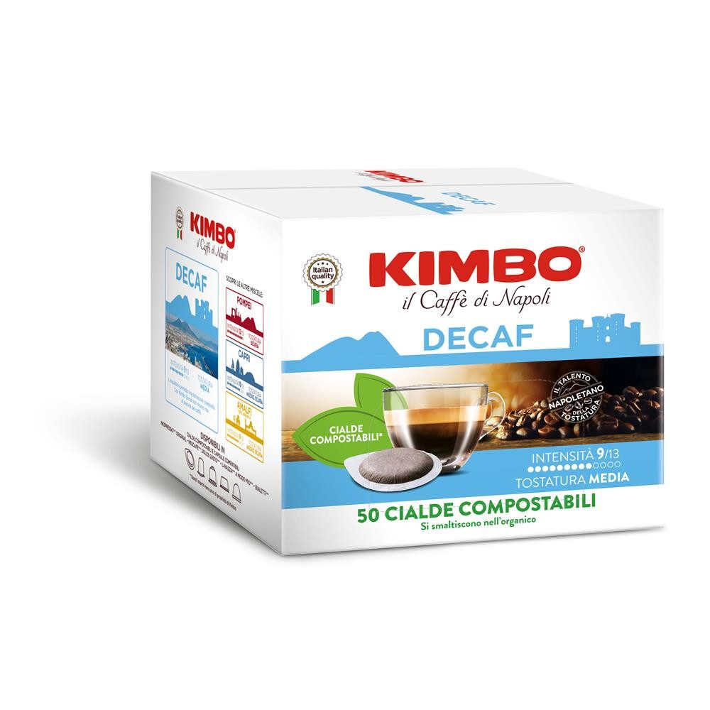 Kimbo Kaffee DECAFF 44mm ESE Pads 50 Stück Kaffeepads Entkoffeiniert, 1 x 50 St., vollmundig, harmonisch, aromatisch