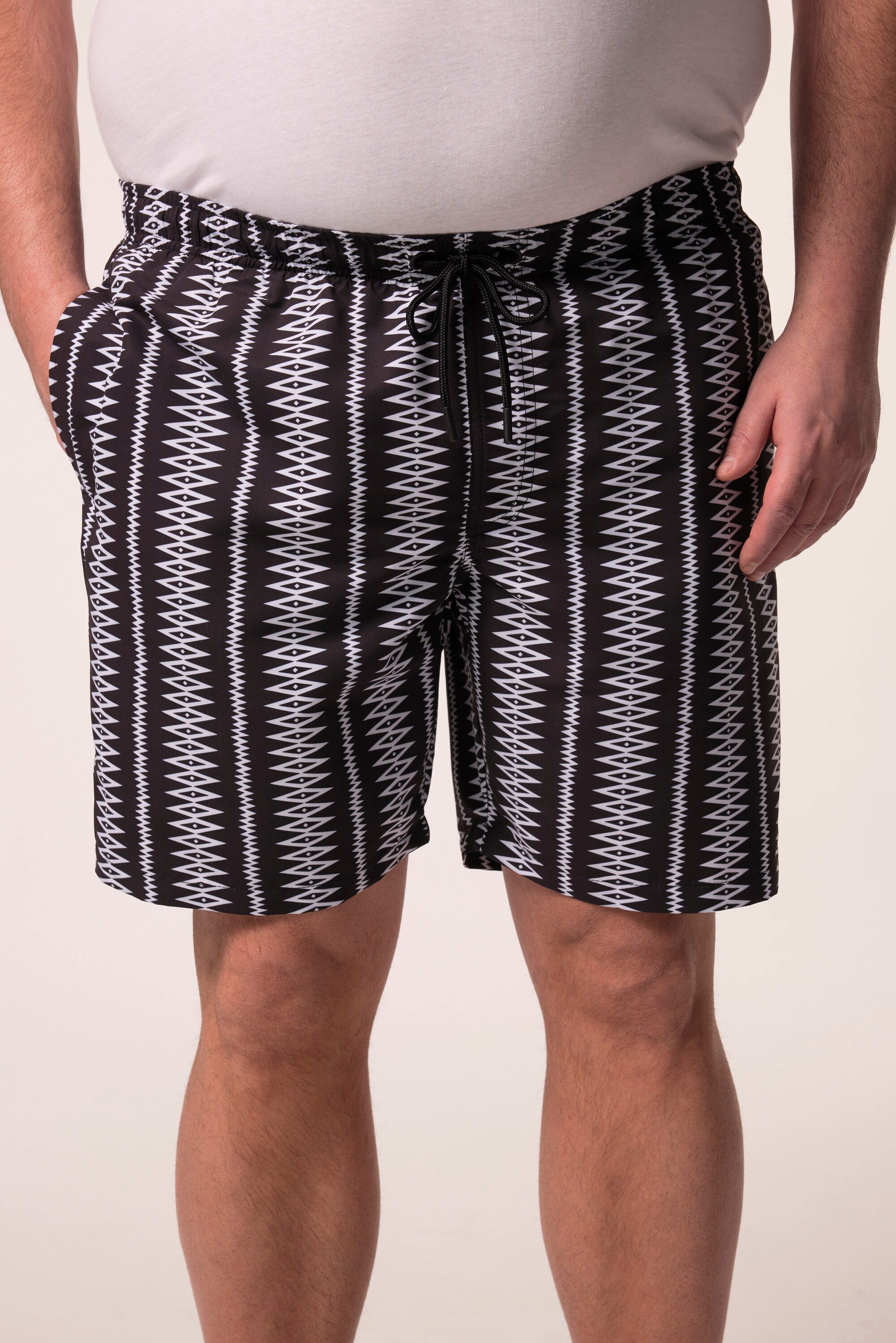 Men Plus Badehose Men+ Badeshorts Bauchfit Alloverprint Elastikbund
