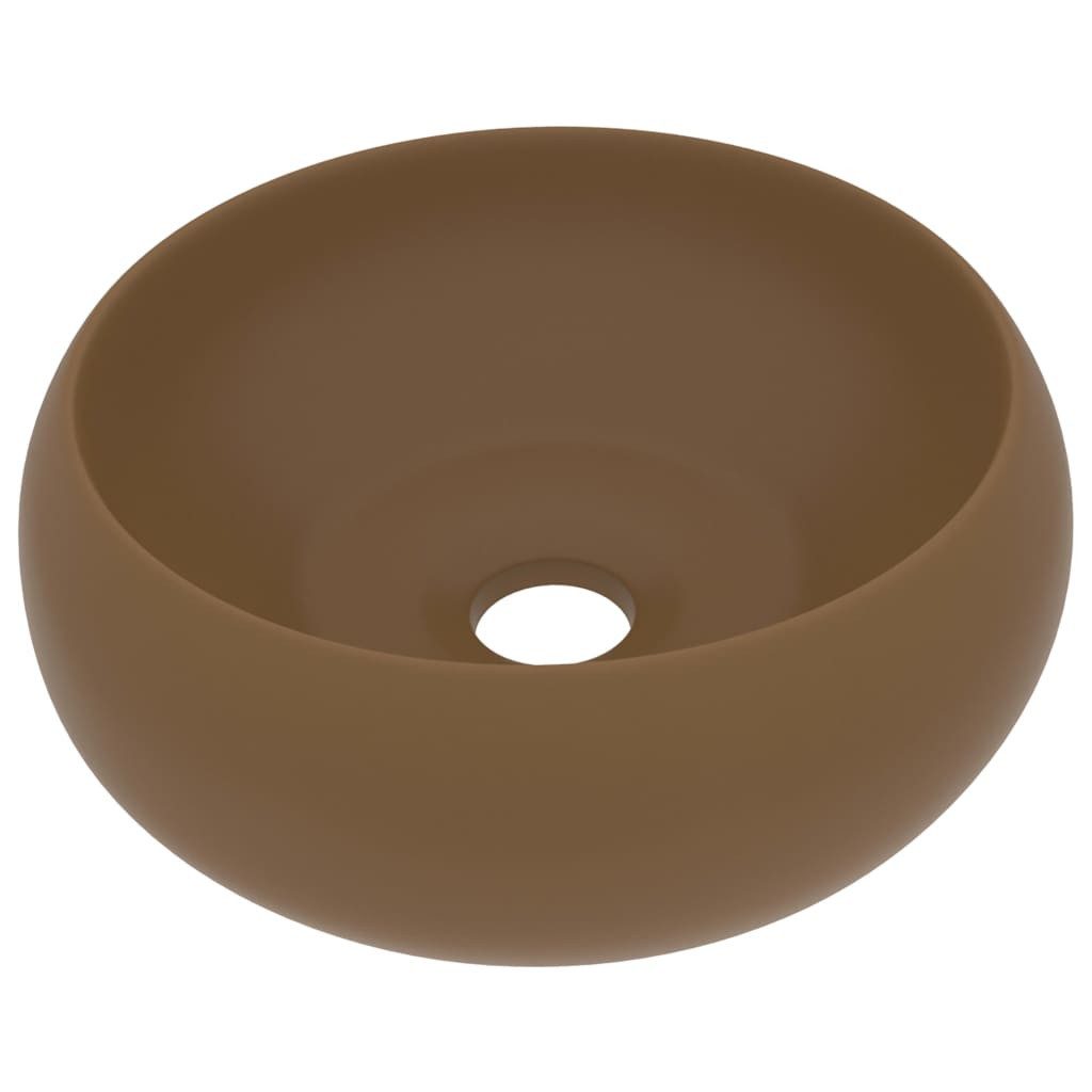 vidaXL Waschbecken, Luxuriöses Waschbecken Rund Matt Creme 40x15 cm Keramik