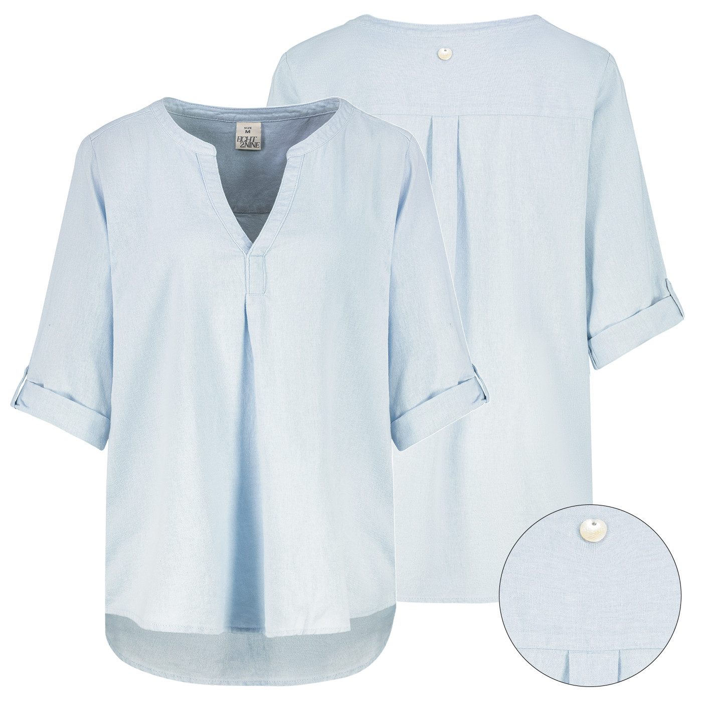 Eight2Nine Hemdbluse Eight2nine Damen Leinen Bluse atmungsaktiv Kurzarmbluse Sommer Urlaub – Bild 4 von 5