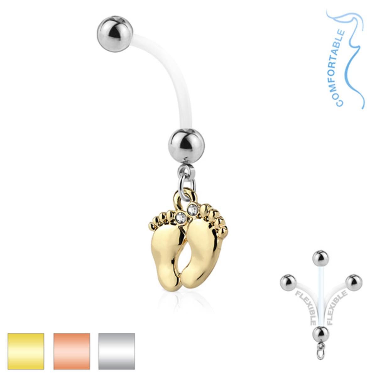 Order & Smile Schmuck Bauchnabelpiercing Schwangerschafts-Piercing: Bauchnabelpiercing für Schwangere „Füße“ – Bild 3 von 3