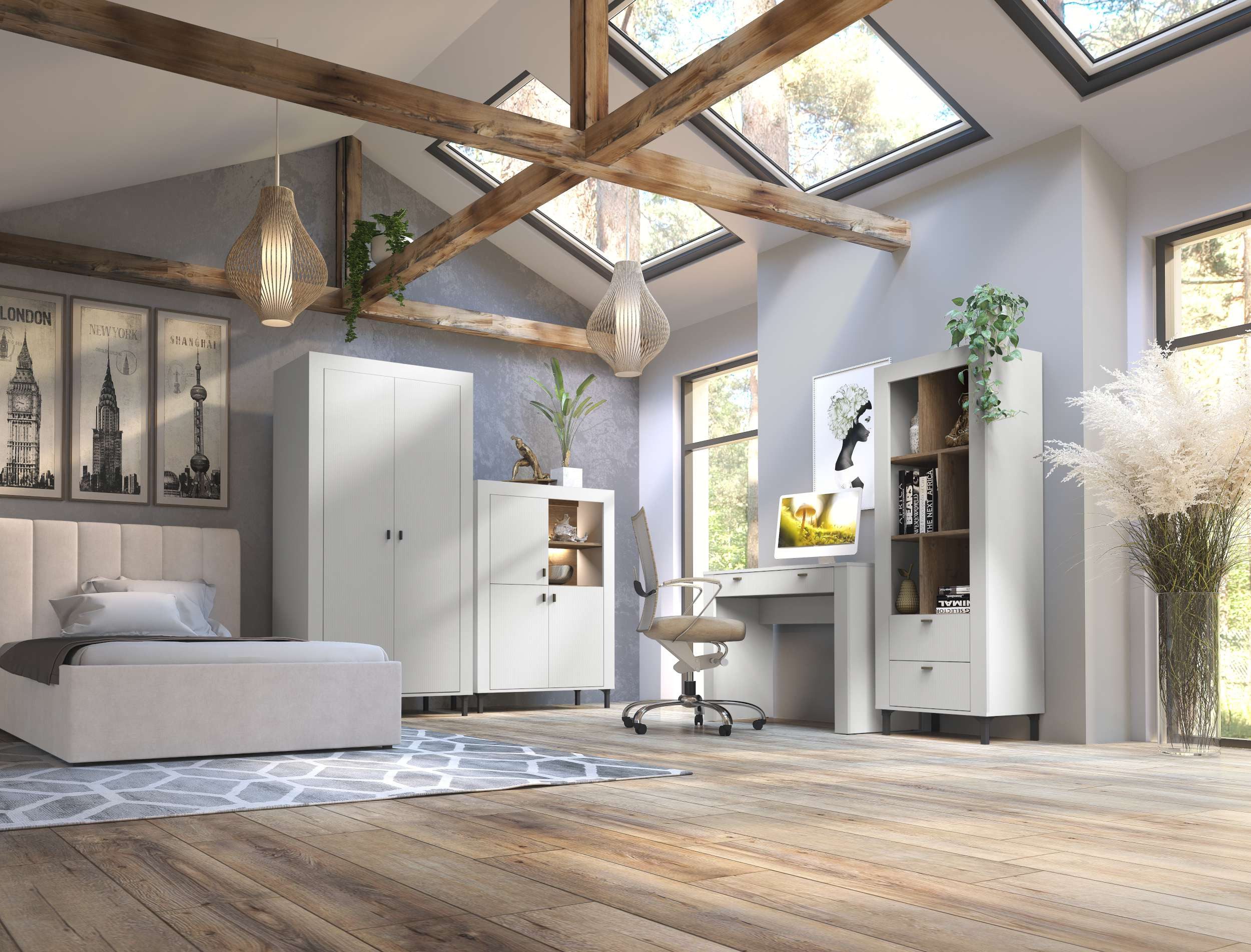 99rooms Schlafzimmer-Set Kossa, (Set (5-St), Komplett Schlafzimmer), mit Matratze, Lattenrost und Bettkasten, wahlweise mit LED-Beleuchtung