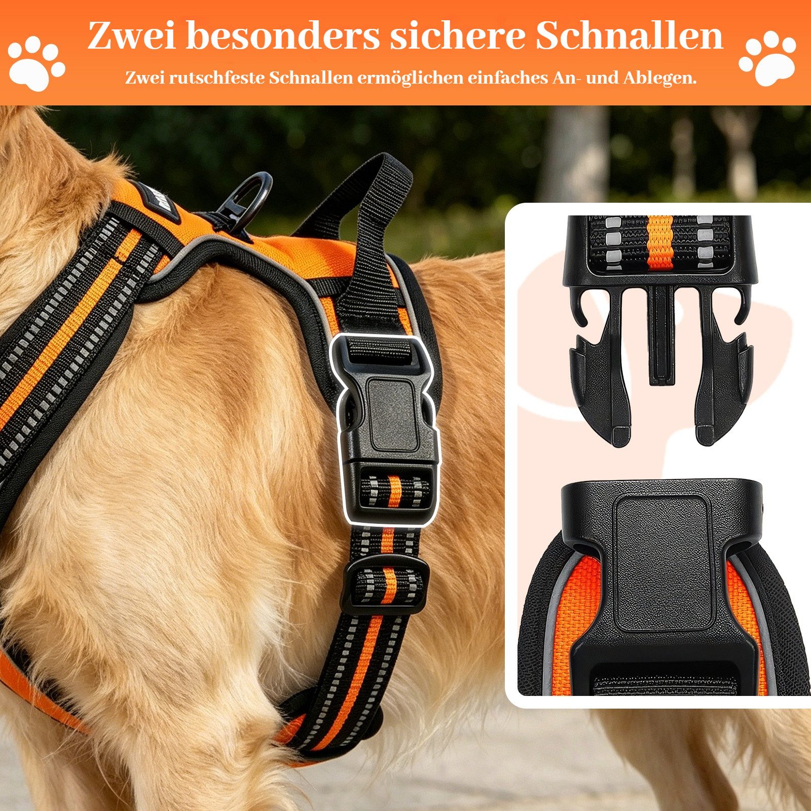 BlingBin Hunde-Geschirr Antizug Hundegeschirr mit Leine, Anti Zieh Geschirr für Hunde, Nylon und Polyester, Atmungsaktives und Reflektierendes Brustgeschirr für Mittelgroße Hunde