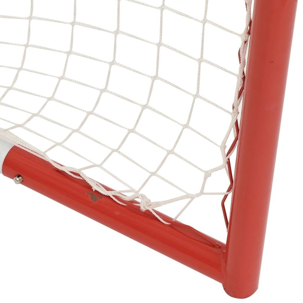 Netz 153x60x118 Fußballtor cm mit Stahl Polyester Hockeytor vidaXL Weiß Rot