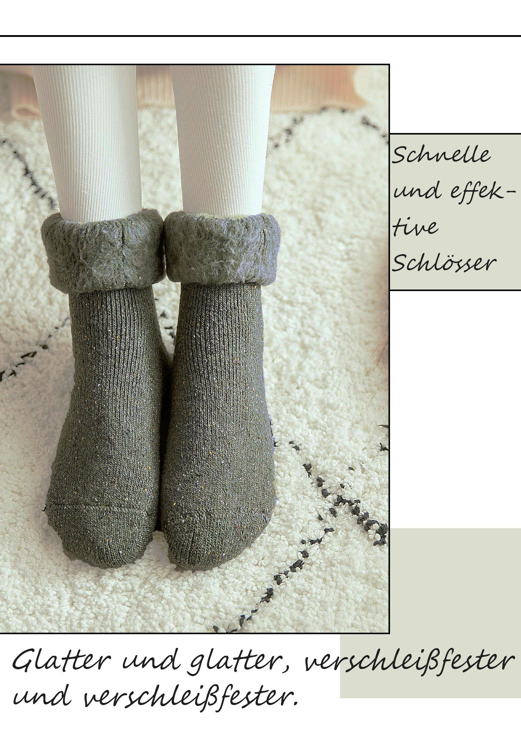 Unisex Wintersocken 2 Paare (2-Paar) Wärmer Thermosocken Lammkashmere Winter warme Verdicken Grau MAGICSHE Kaschmir-Wolle dicke Thermosocken