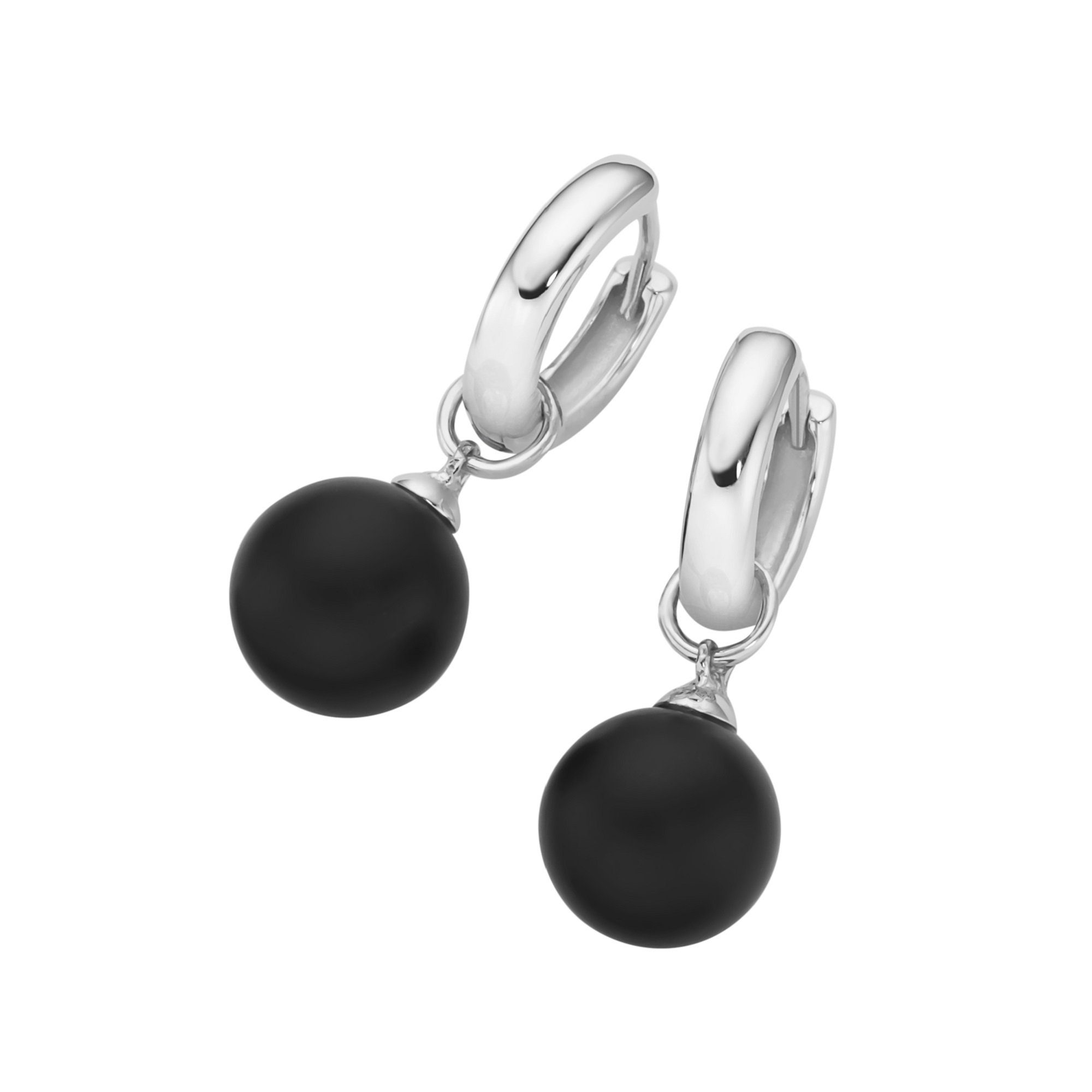 GIORGIO MARTELLO MILANO Paar Creolen Behang schwarze Achat-Kugeln oder weiße Perlen, Silber 925