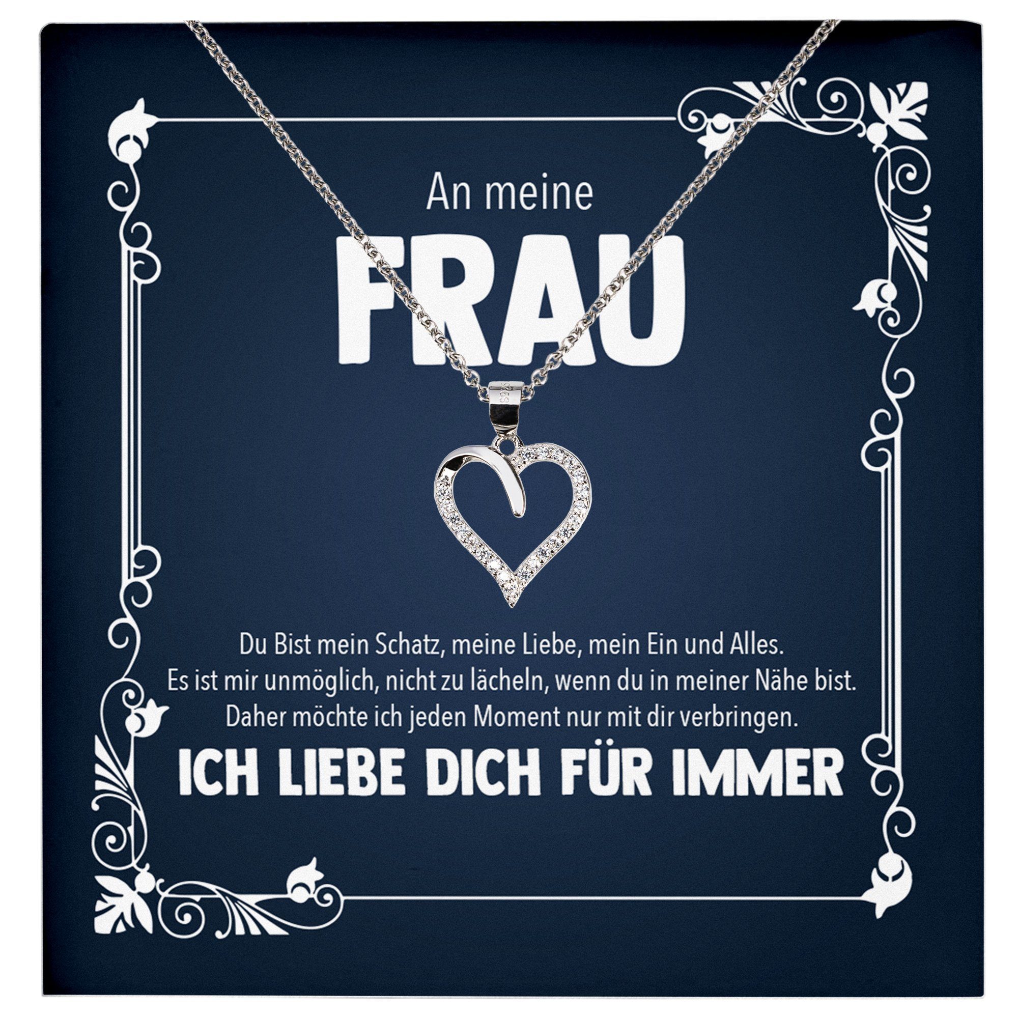 22Feels Schmuckset Hochzeitstag Geschenk Ehefrau Schmuck Valentinstag Halskette Geburtsta, Echt-Silber 925/000, Karte Made In Germany