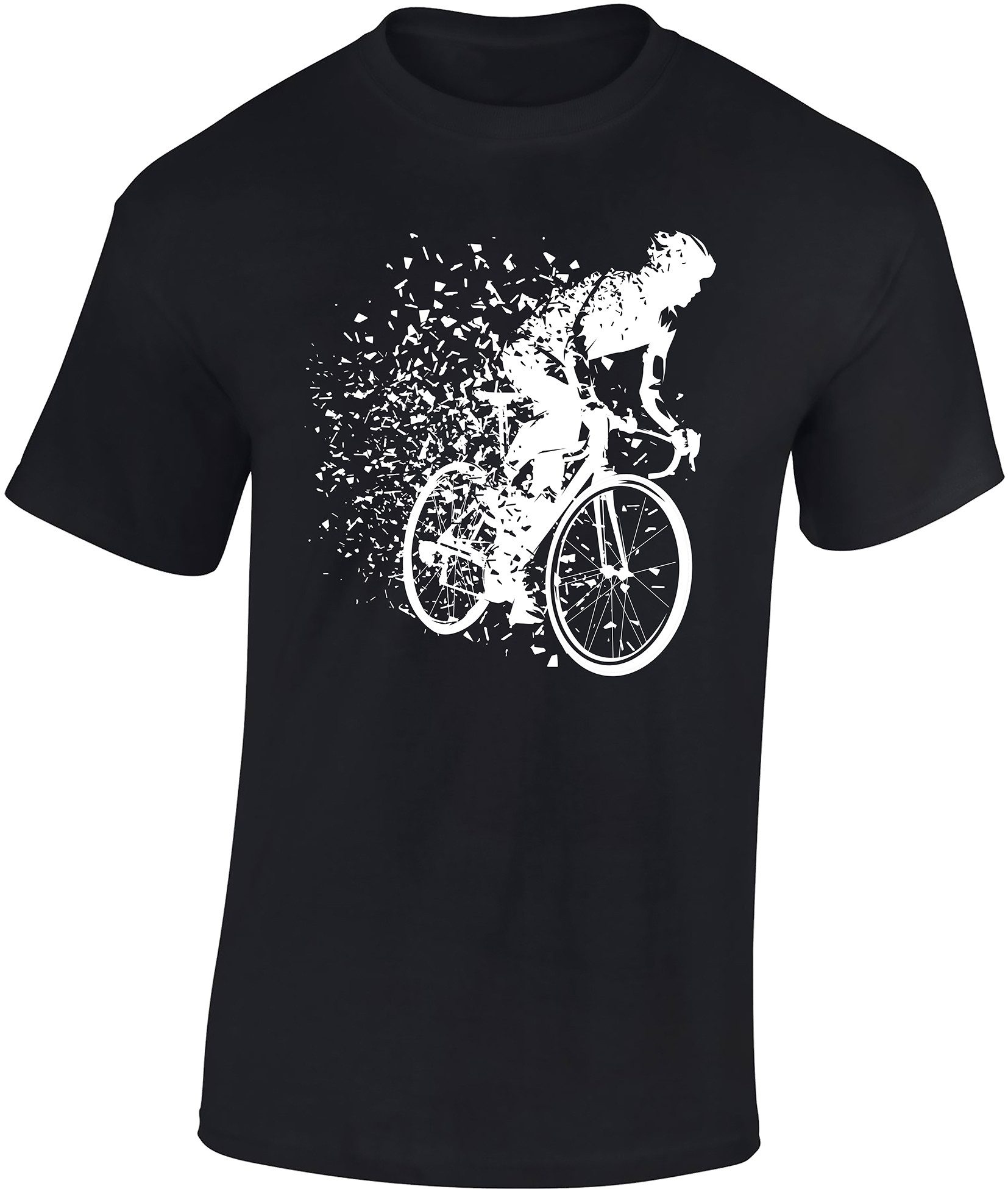 Baddery Print-Shirt Fahrrad T-Shirt: „Fahrrad Partikel“ - für Rennrad Gravelbike Radfahrer, hochwertiger Siebdruck, auch Übergrößen, aus Baumwolle