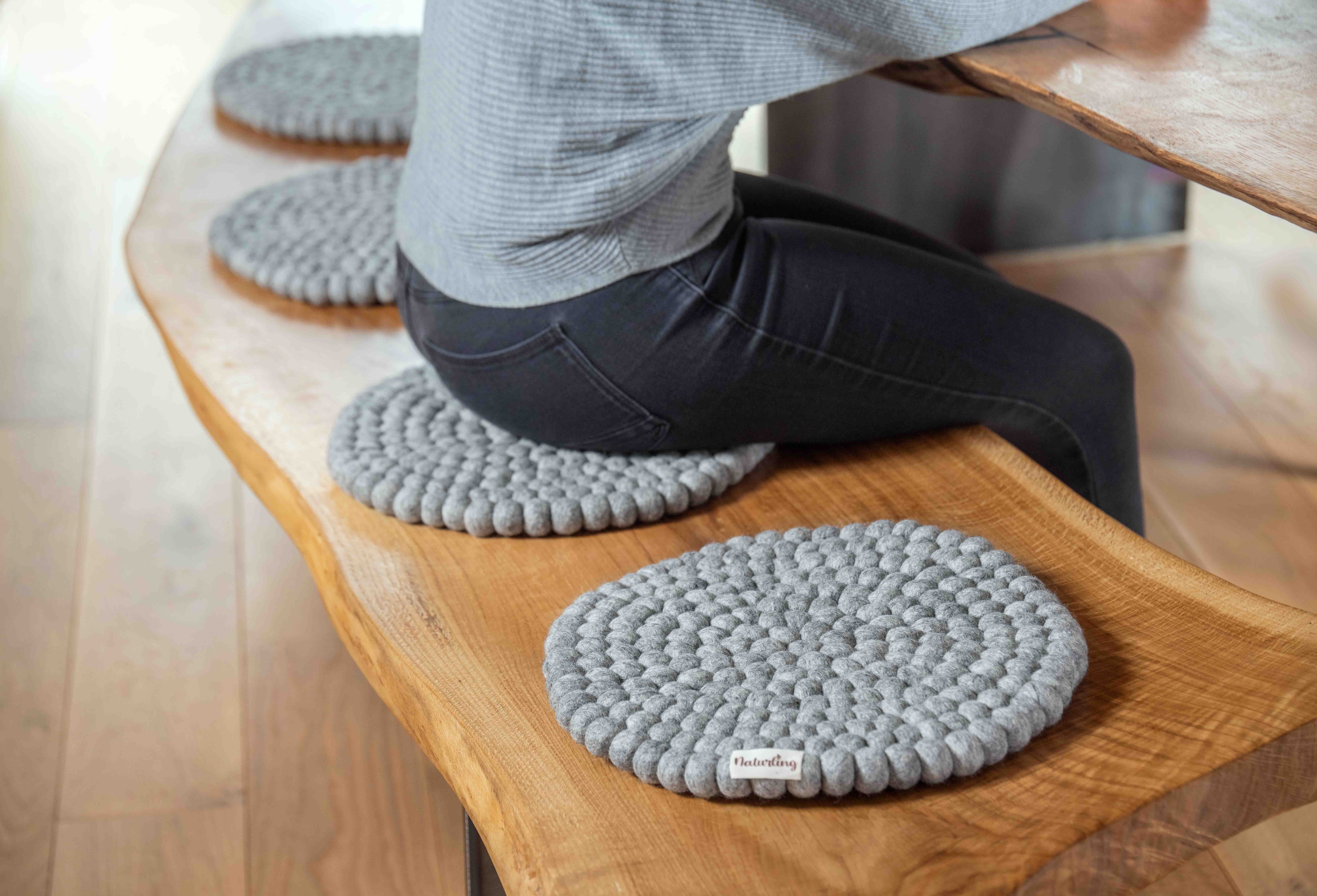 Naturling Kinderteppich Aus Filz Kugeln - Handgemacht Grau 120cm