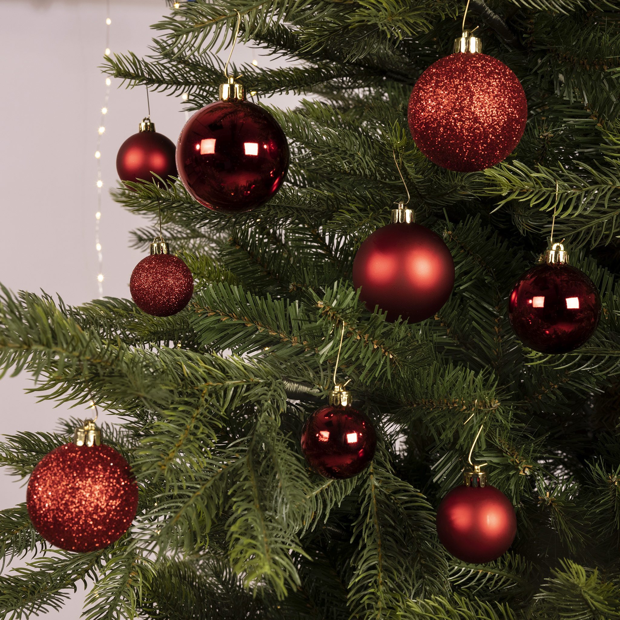 Kaemingk Weihnachtsbaumkugel, Weihnachtskugeln Kunststoff Mix 4-6cm 30er Set - Weihnachtsrot