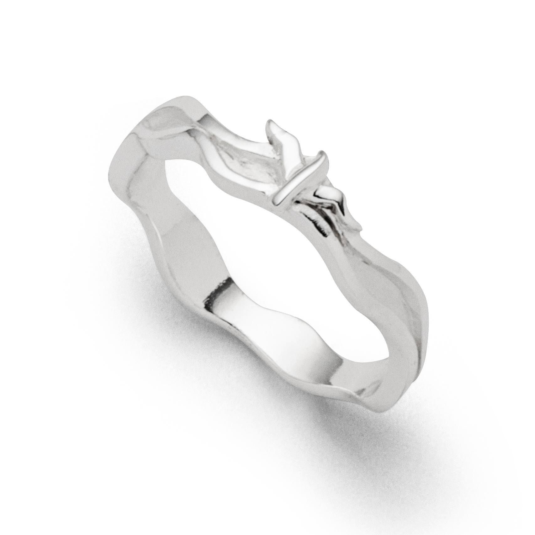 Fingerring DUR Schmuck: Ring, "Strandwellen", Möwe, schmal, 925er Sterlingsilber