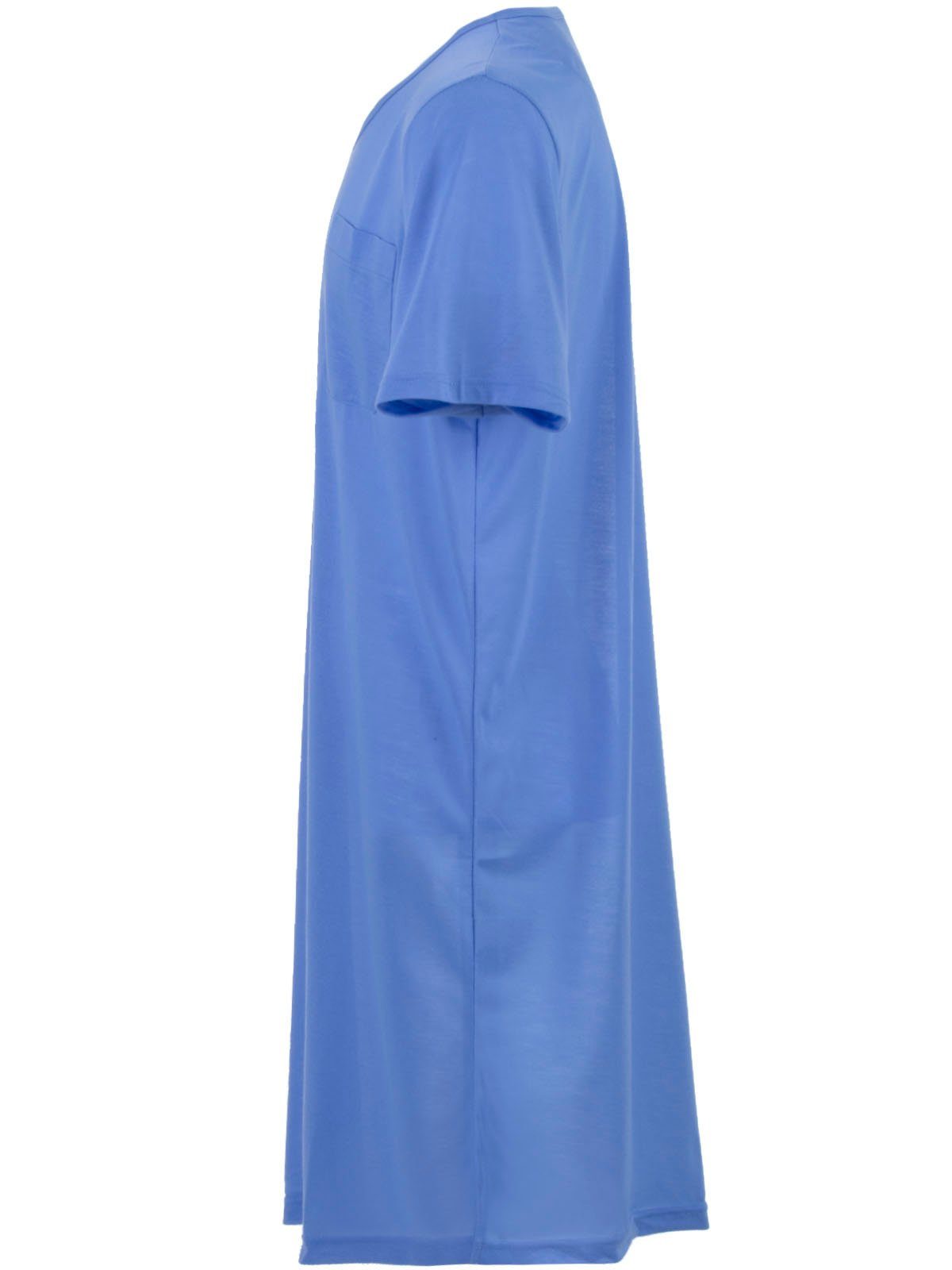 V-Ausschnitt Nachthemd Nachthemd Lucky Uni Kurzarm blau -