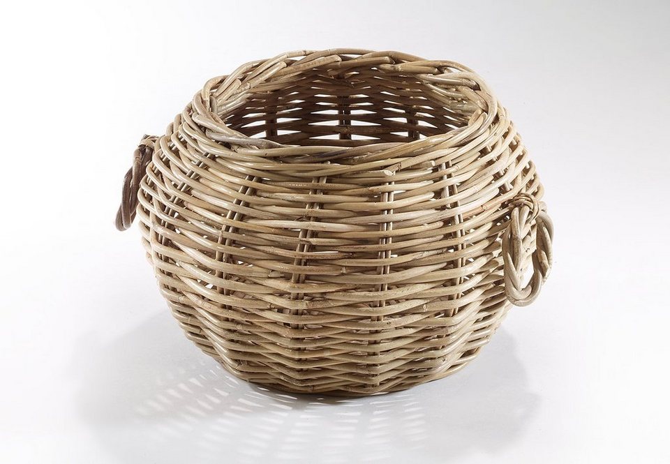 Kobolo Aufbewahrungskorb »Rattankorb Kartoffel Zwiebelkorb grey rund D 26 cm«