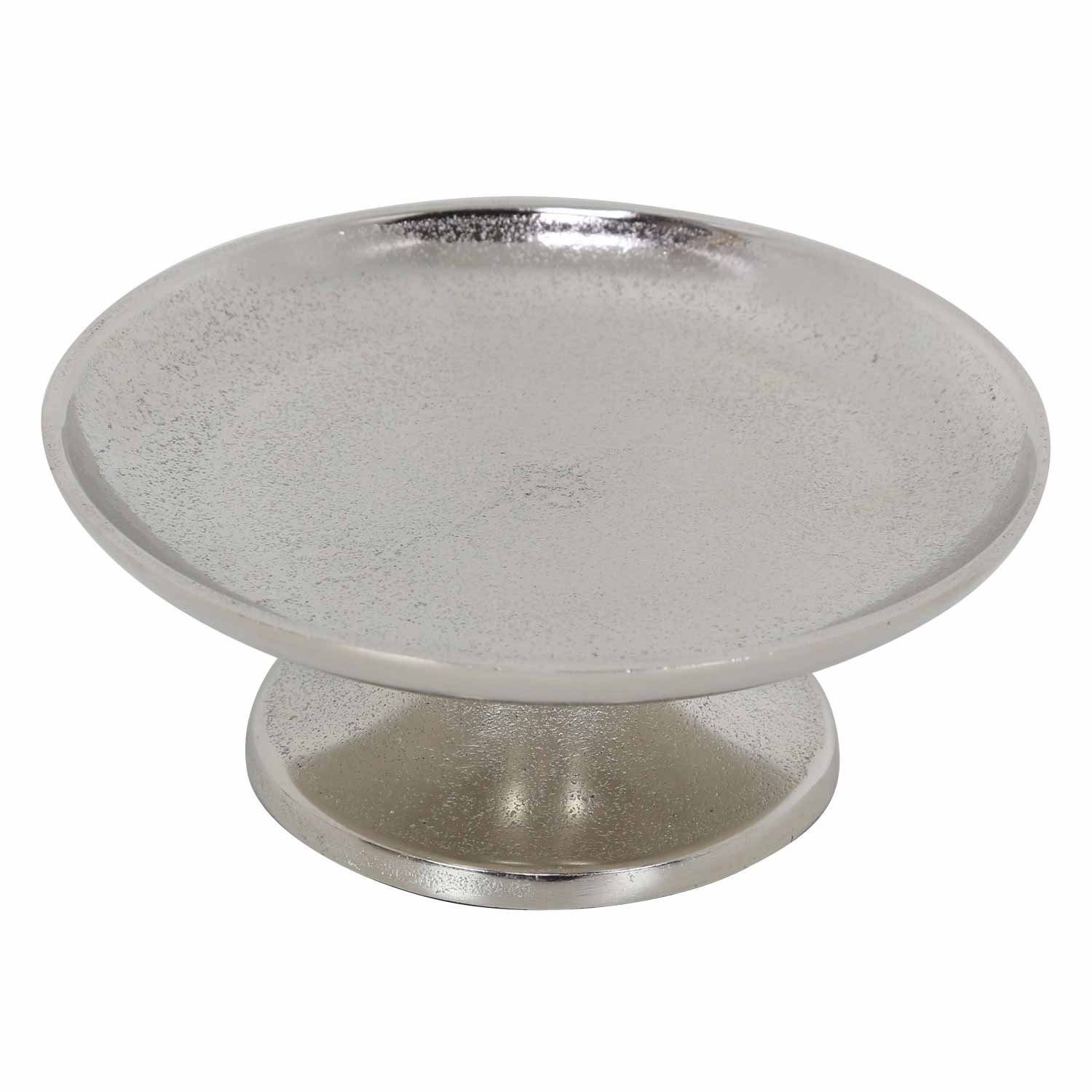 Kuchenplatte Silber Tablett Bologna M mit Fuß Ø 19cm rund Luxus Deko Tortenplatte
