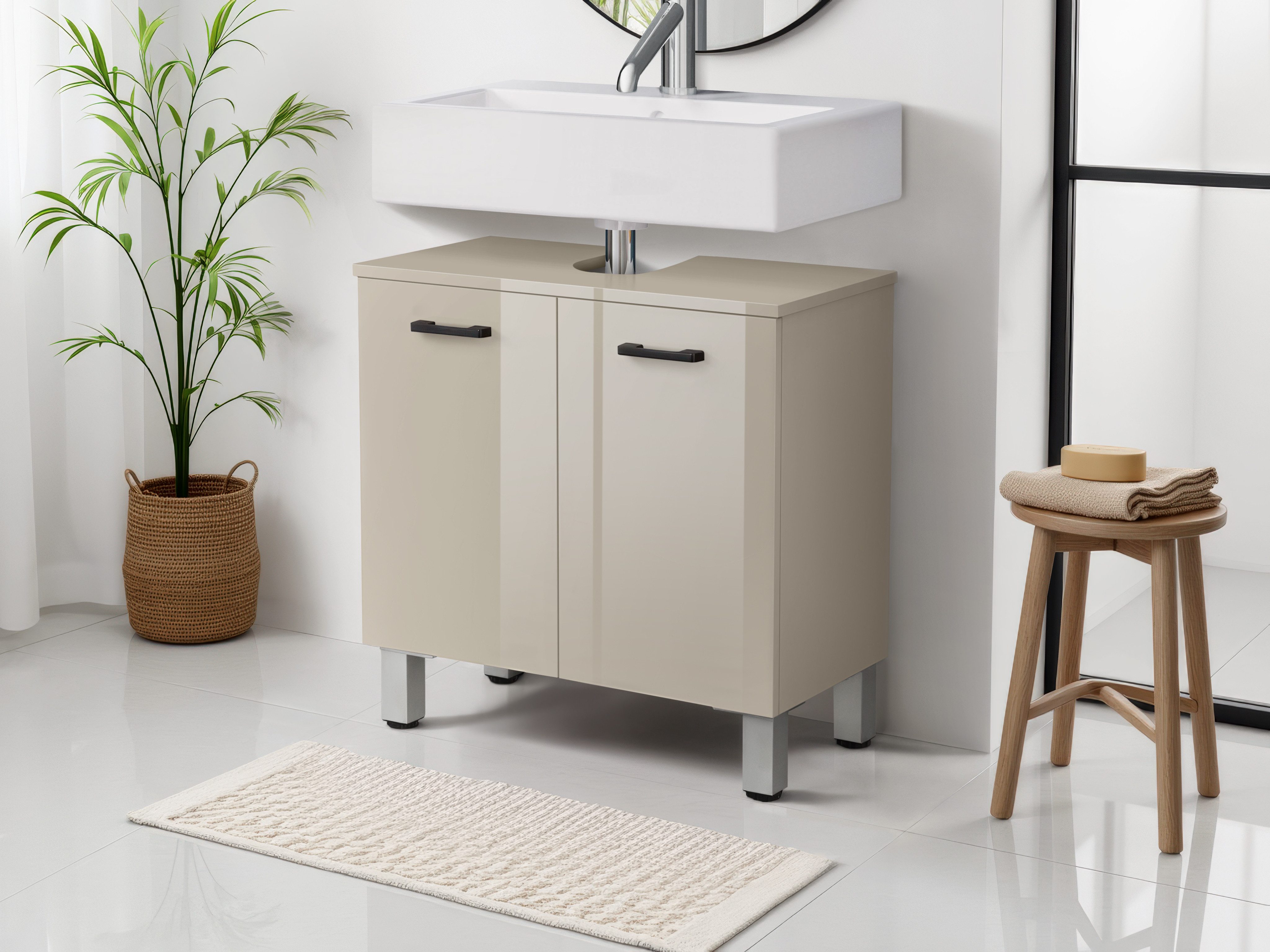 welltime Waschbeckenunterschrank Florenz,Breite 60cm, 2 Tür, 2 Fächer, mit günstig online kaufen