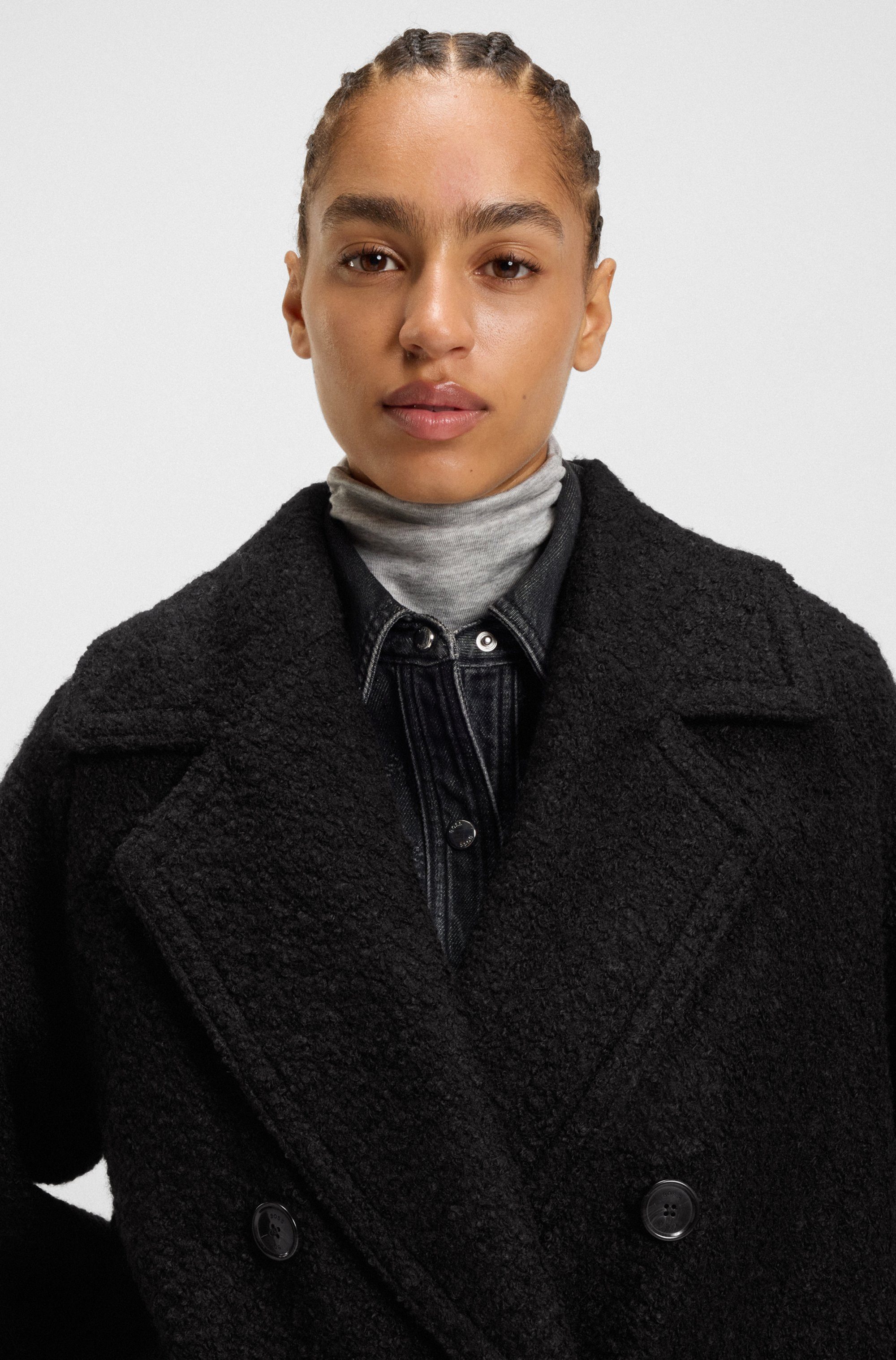 BOSS ORANGE Caban Cabani Premium Damenmode im Boxy-Fit mit Bouclé-Struktur