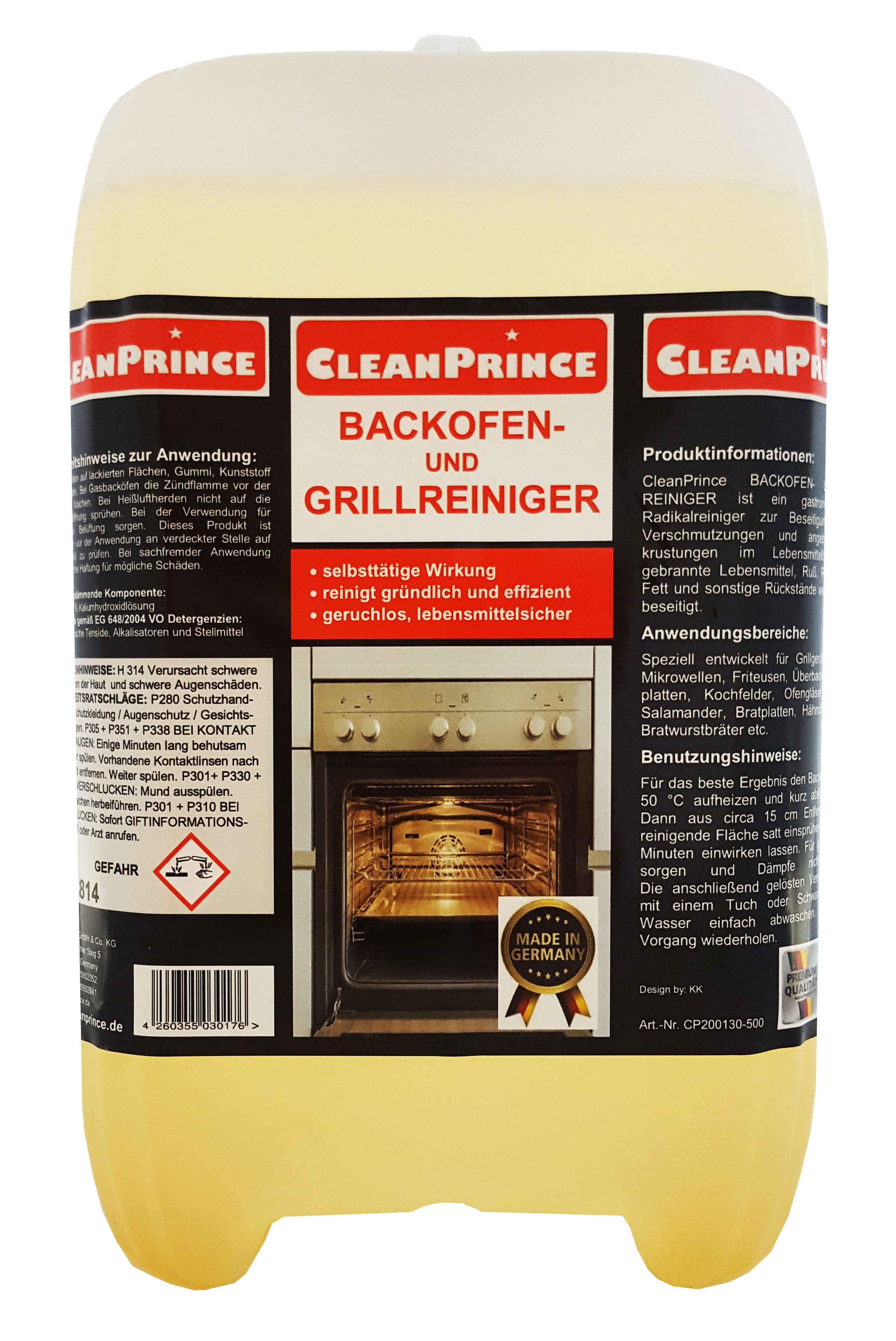 CleanPrince Backofen- und Grill - Reiniger, Backofenreiniger Grillreiniger Backofenreiniger (Beseitigung massivster Verkrustungen)