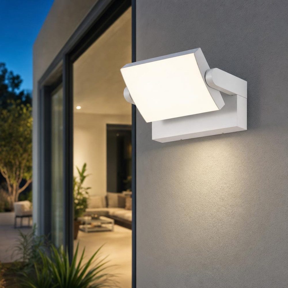 V-TAC LED Wandstrahler, LED-Leuchtmittel fest verbaut, Neutralweiß, LED Wandleuchte Außen Fassadenlampe verstellbar weiß IP65 L 21,2 cm
