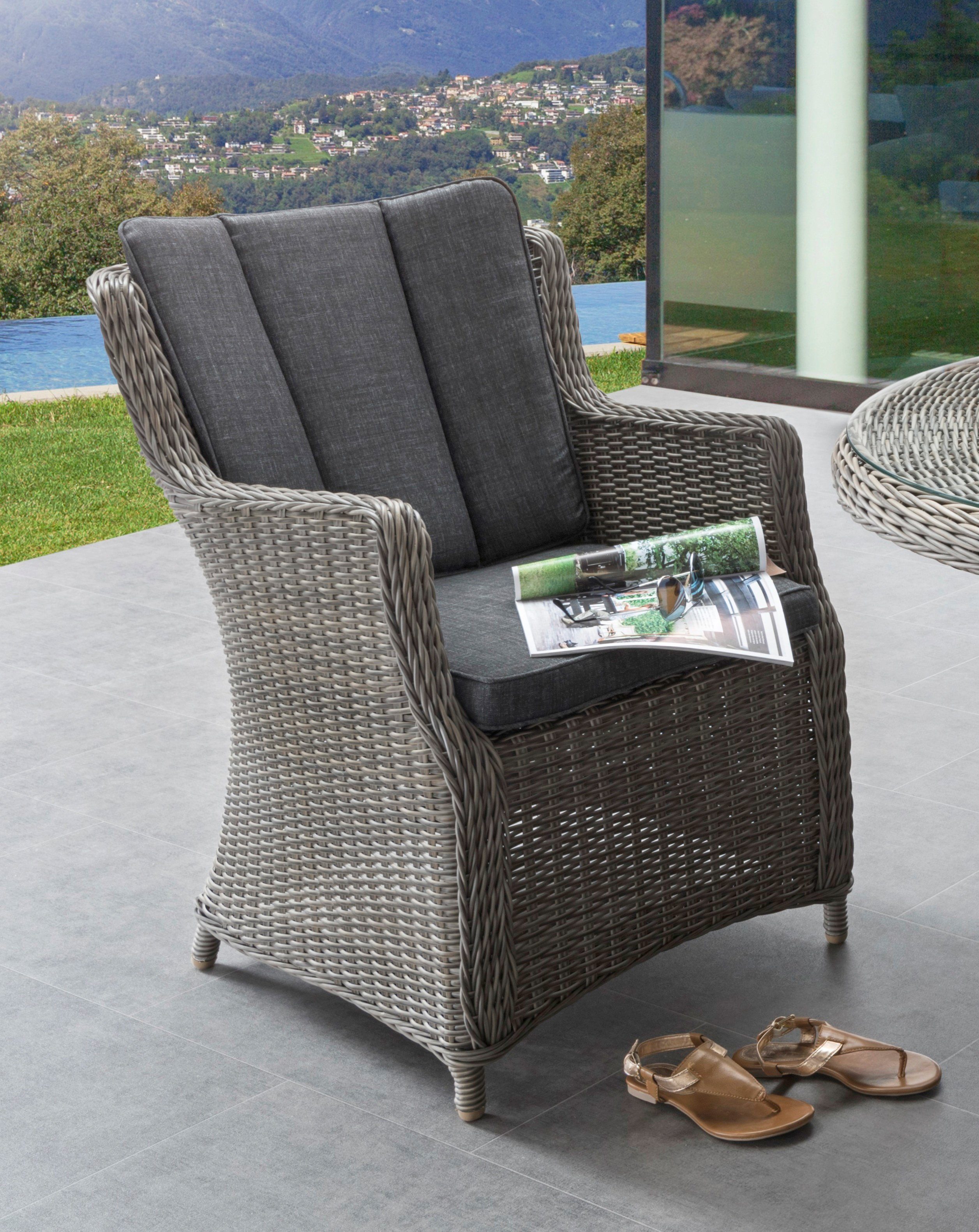 Destiny Garten-Essgruppe PALMA LUNA, (16-tlg., 2x Schenkel, 1x Eckmodul, 2x Sessel, 1x Tisch, inkl. Auflagen), Aluminium, Polyrattan