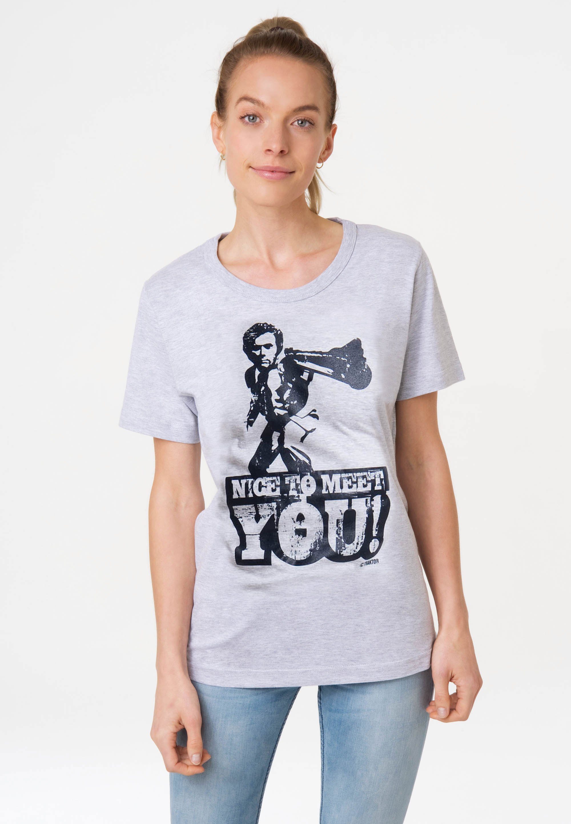 LOGOSHIRT T-Shirt Dirty Harry - Nice To Meet You mit coolem Print,  Besonders bequem durch klassischen Rundhalsausschnitt