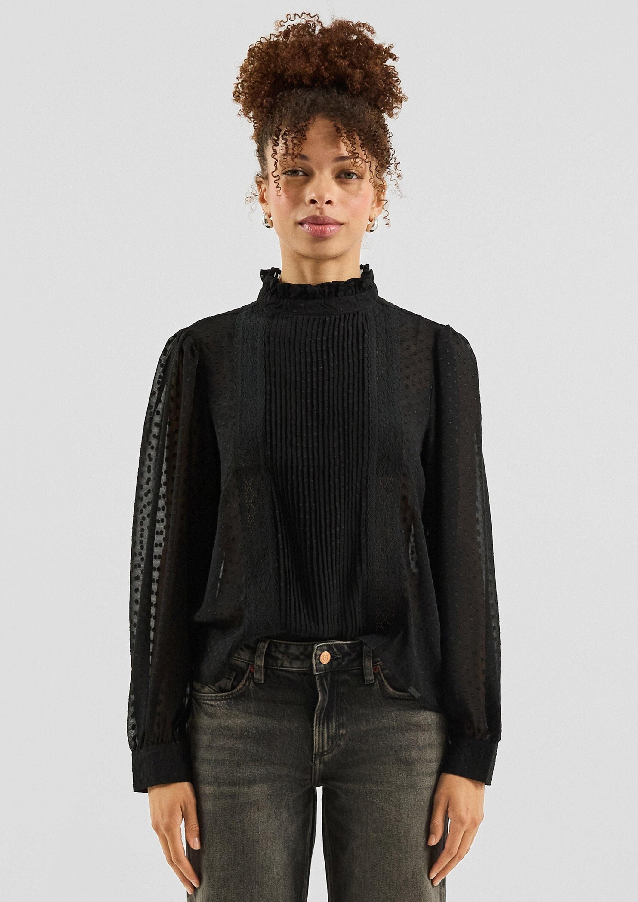 QS Langarmbluse Bluse Transparente Chiffonbluse günstig online kaufen