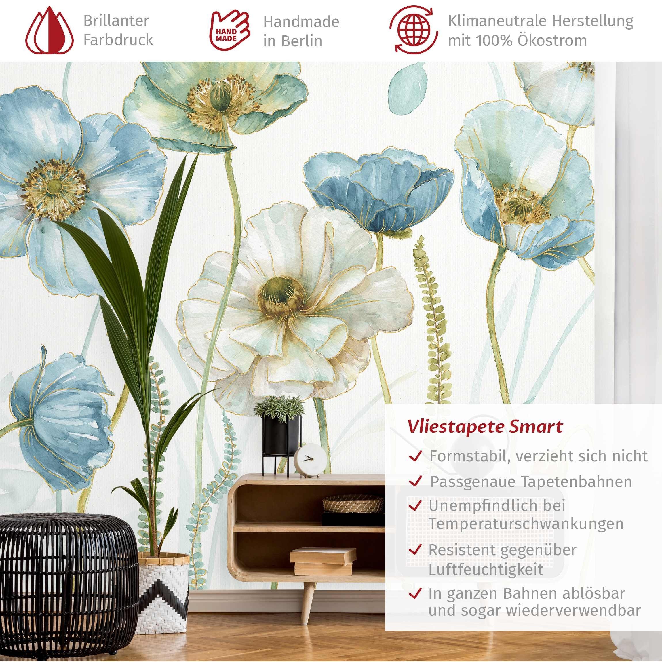 Bilderdepot24 Fototapete Blüten Gold Blumen Floral günstig online kaufen