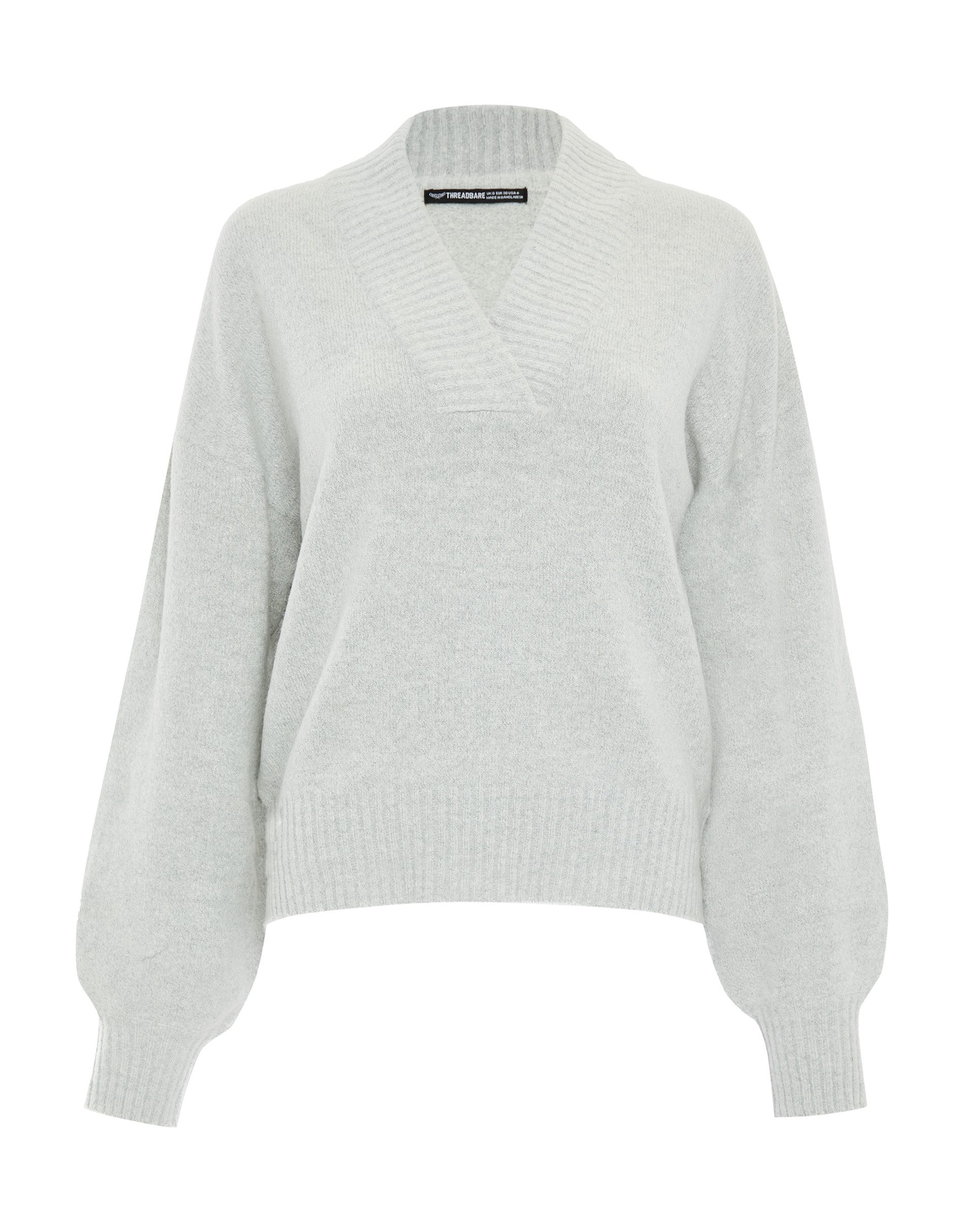 Threadbare Rundhalspullover Bloom mit femininem V-Ausschnitt