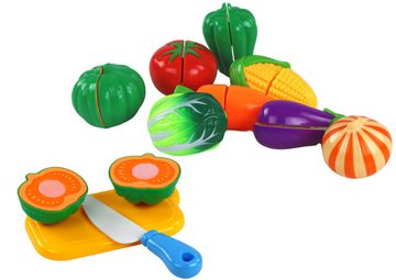 LEAN Toys Kinder-Küchenset Spielzeuggemüse Gemüse-Set 8 Stück Tellermesser Klettverschluss Korb
