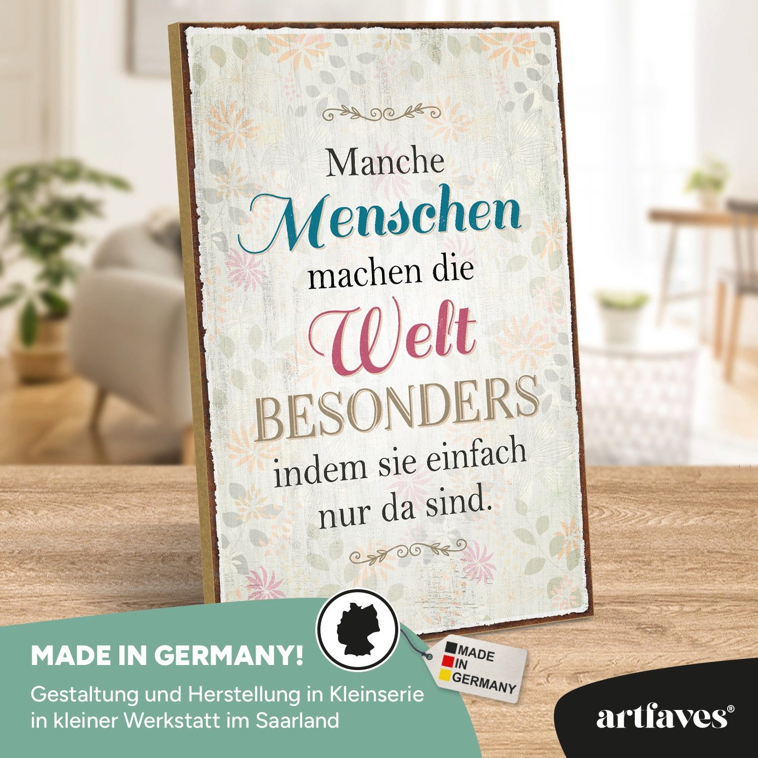 ARTFAVES Holzbild Schild mit Spruch - Manche Menschen machen die Welt besonders - Freund – Bild 2 von 5